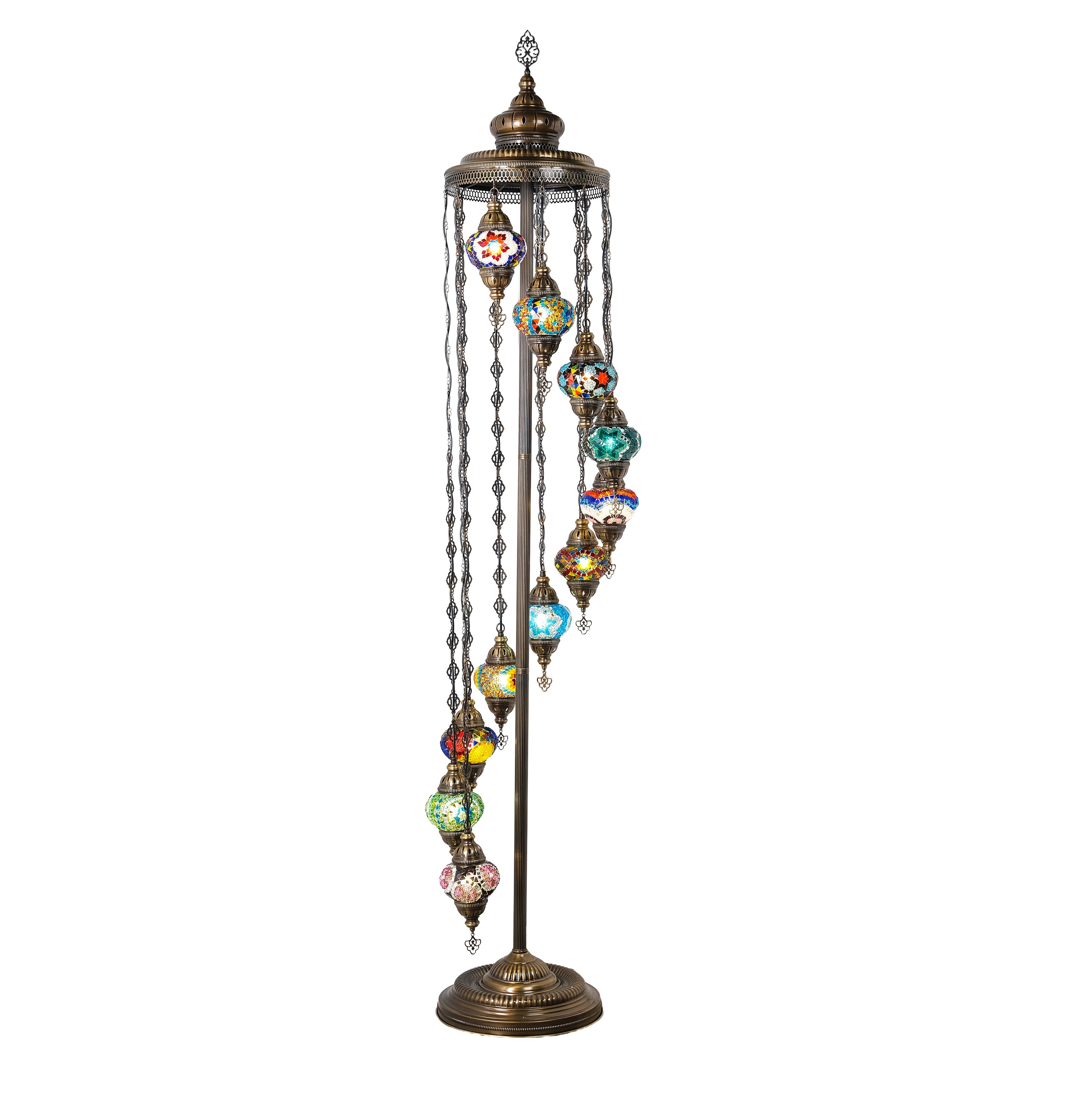 11-Globe Turkish Mosaic Floor Lamp (Multicolor)