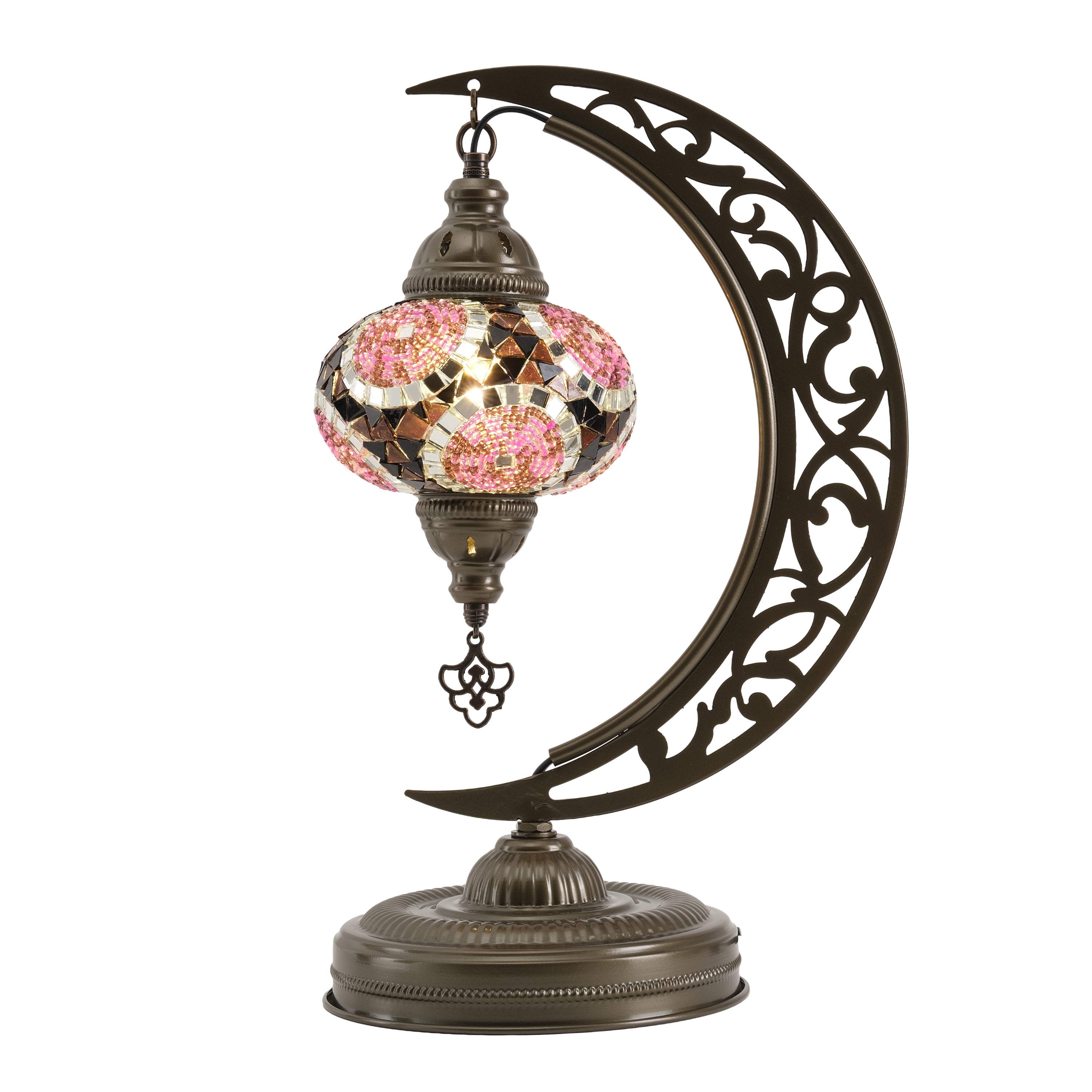 Turkish Mosaic Crescent Table Lamp (Purple)