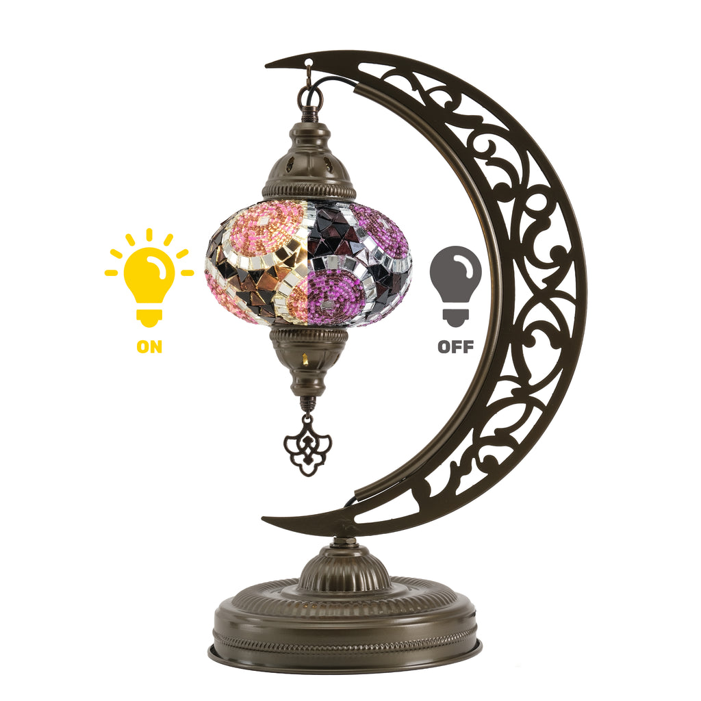 Turkish Mosaic Crescent Table Lamp (Purple)
