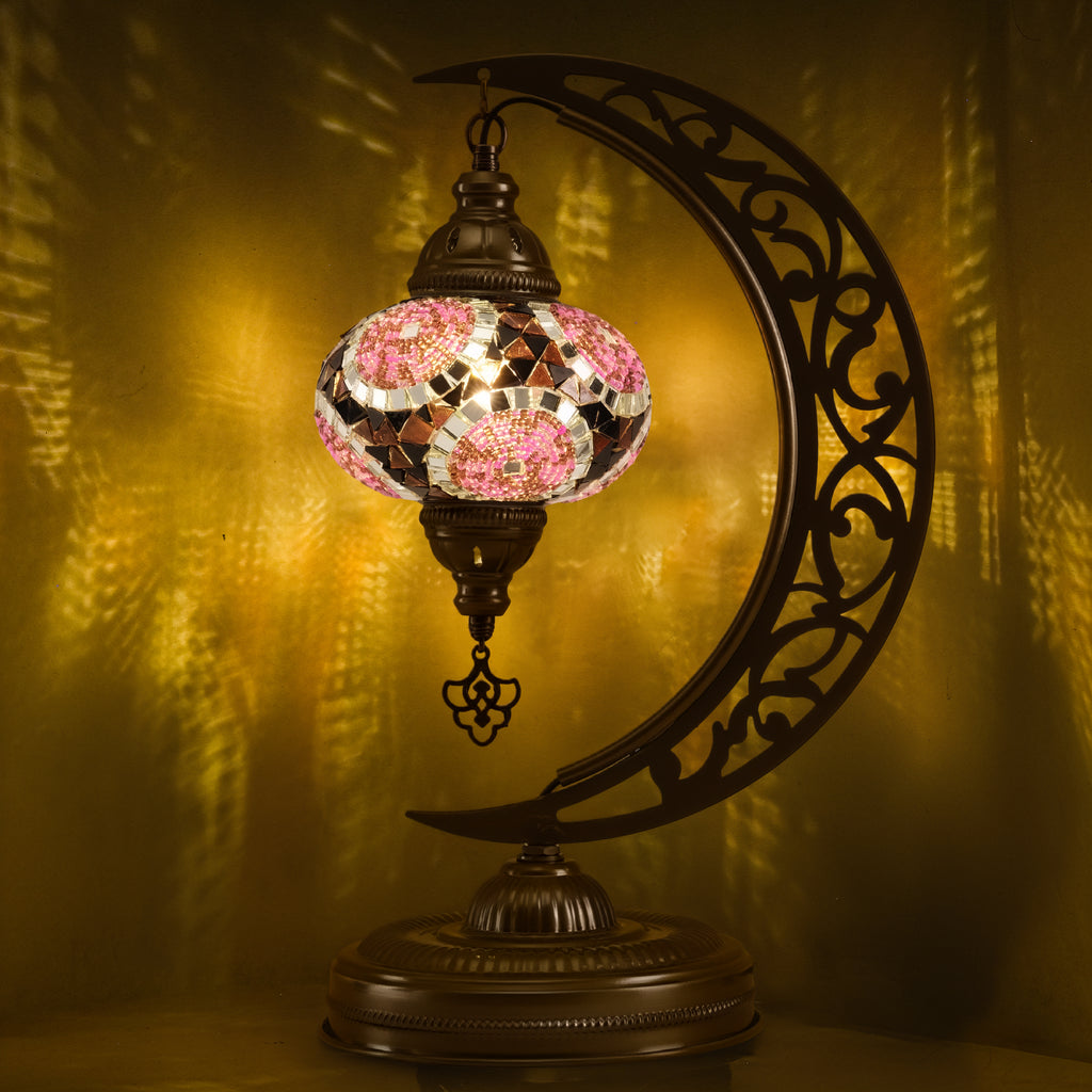 Turkish Mosaic Crescent Table Lamp (Purple)