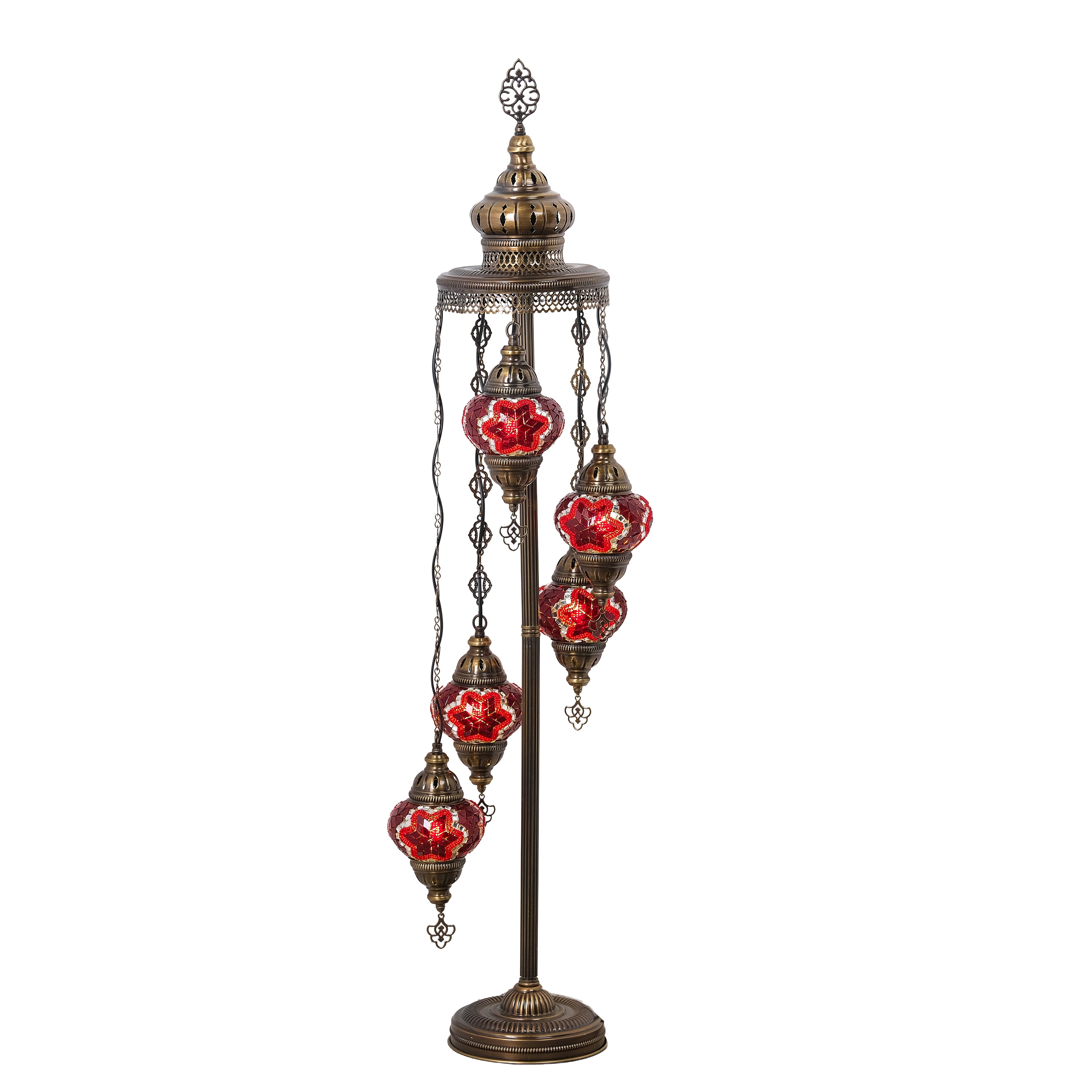5-Globe Turkish Mosaic Floor Lamp (Red)