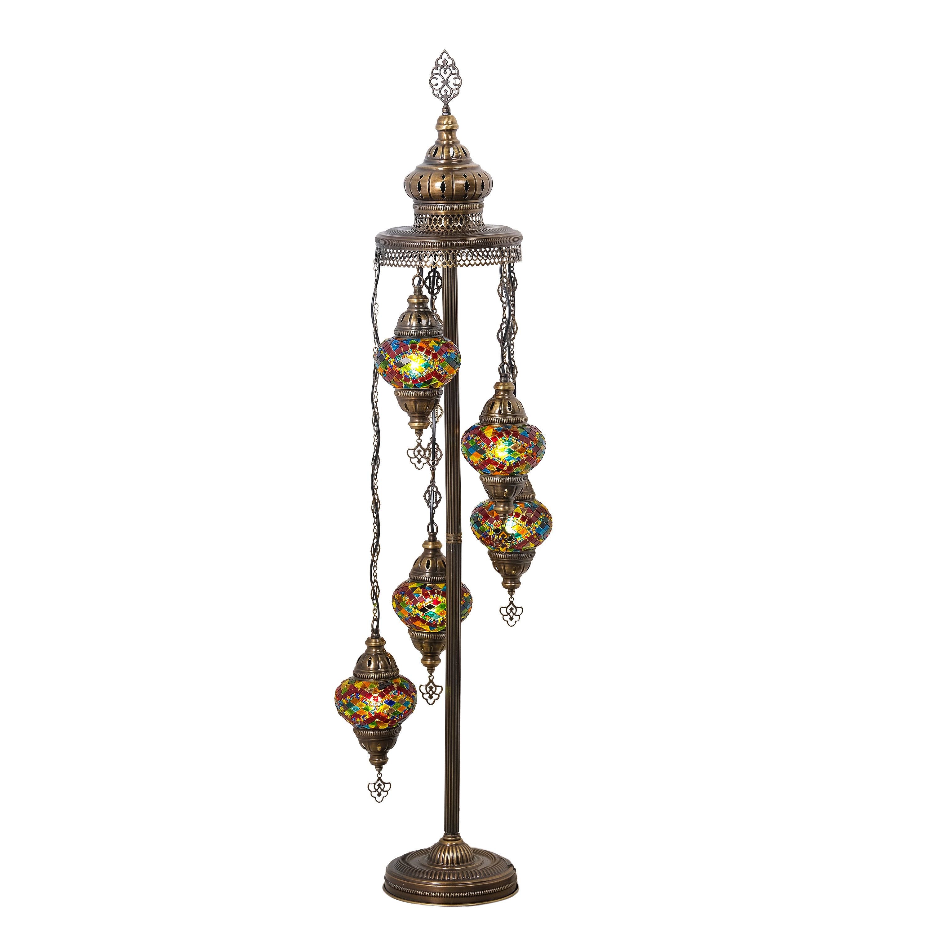 5-Globe Turkish Mosaic Floor Lamp (Rainbow)