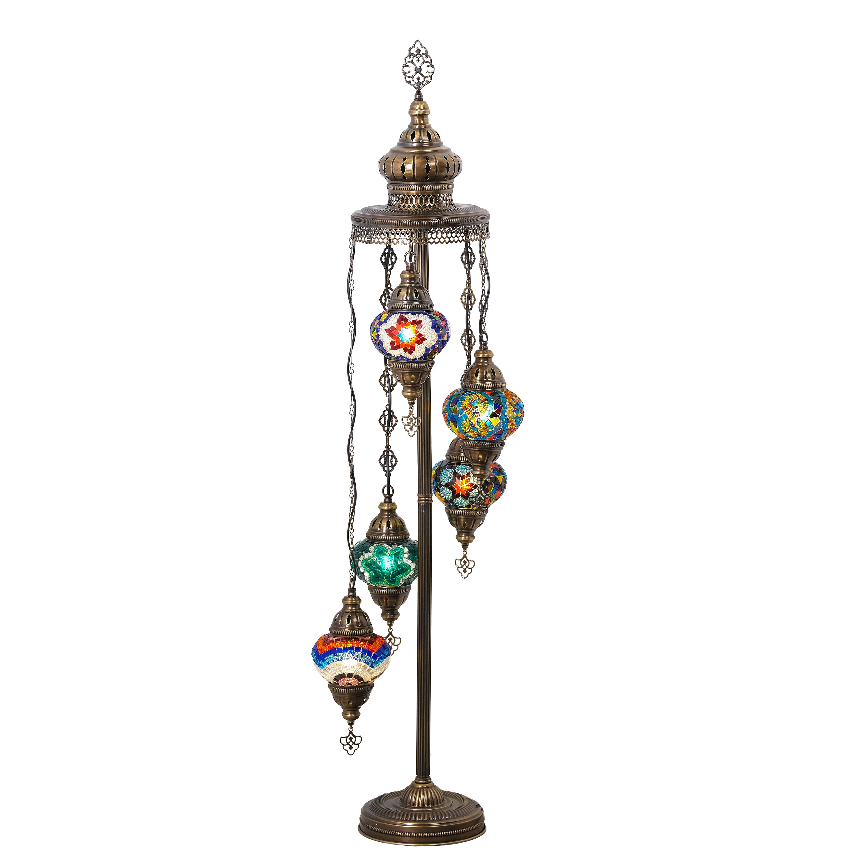 5-Globe Turkish Mosaic Floor Lamp (Multicolor)