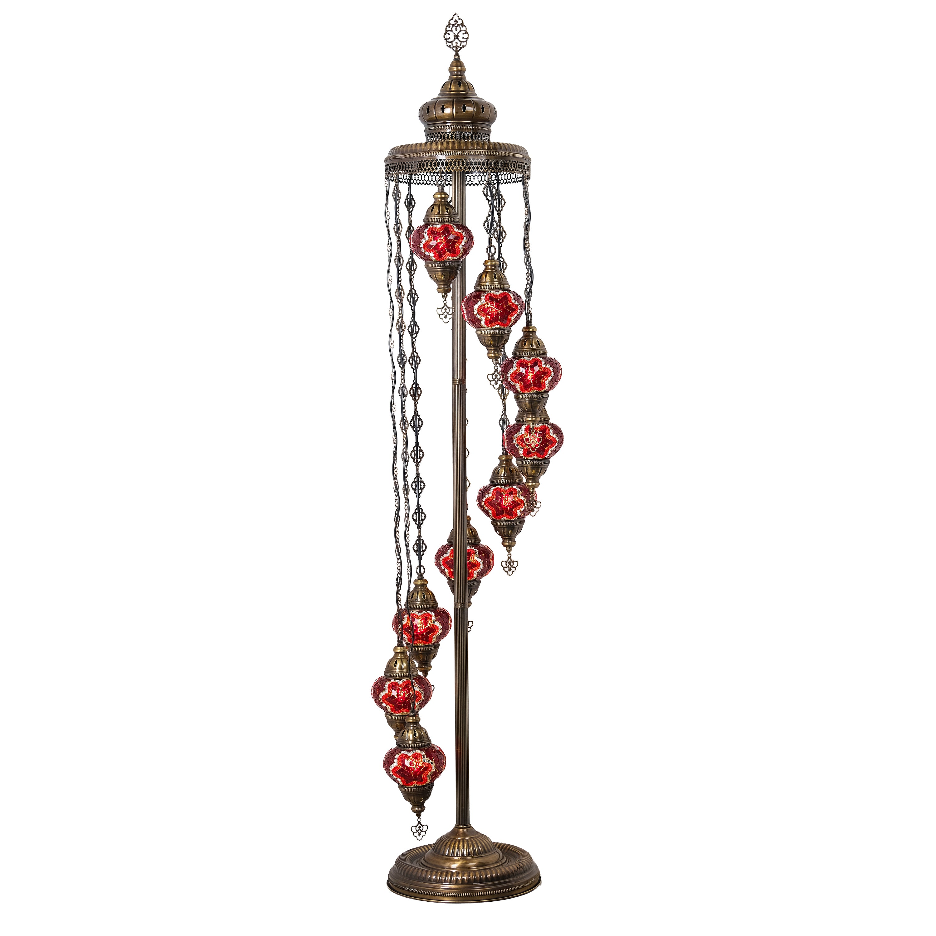 9-Globe Turkish Mosaic Floor Lamp (Red)