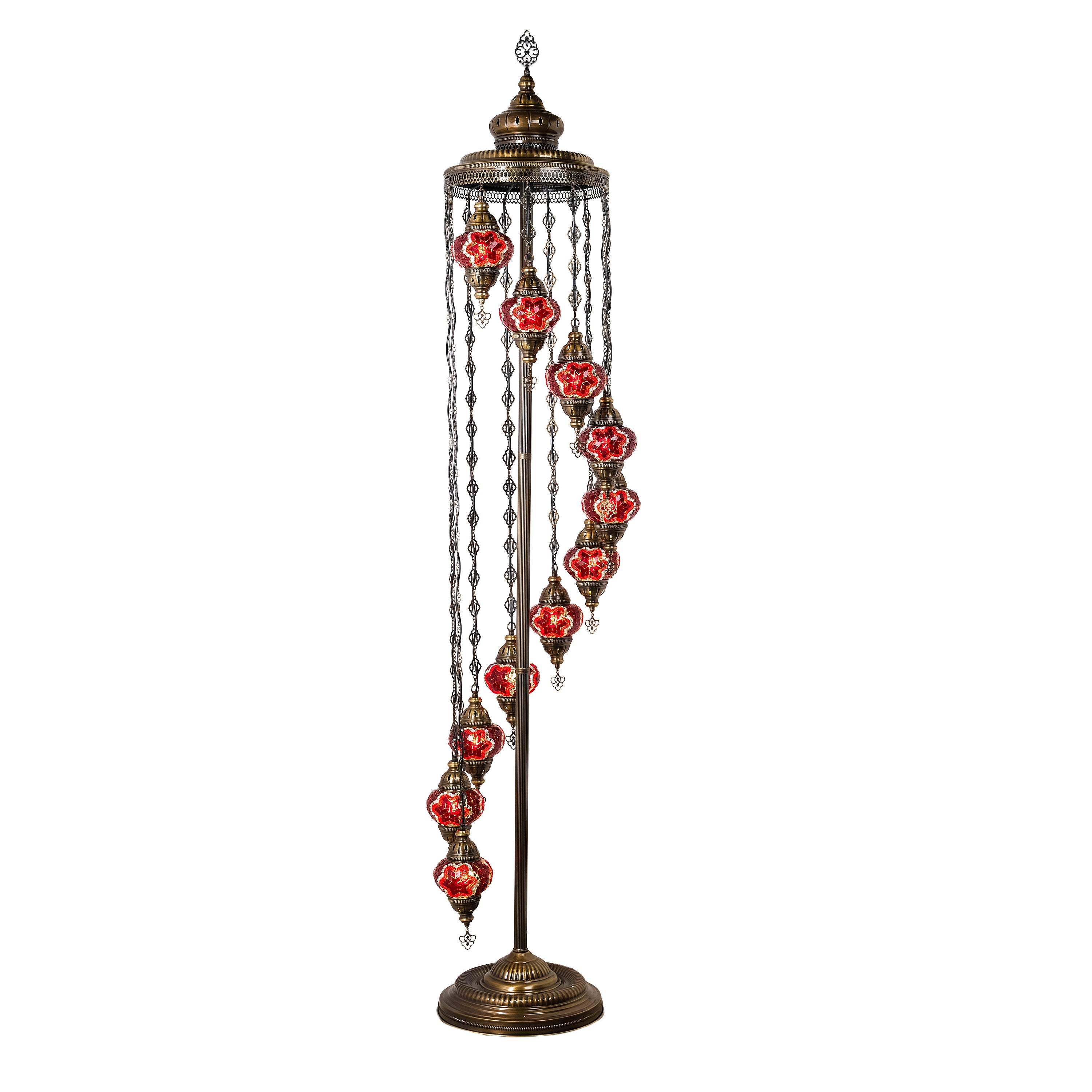 11-Globe Turkish Mosaic Floor Lamp (Red)