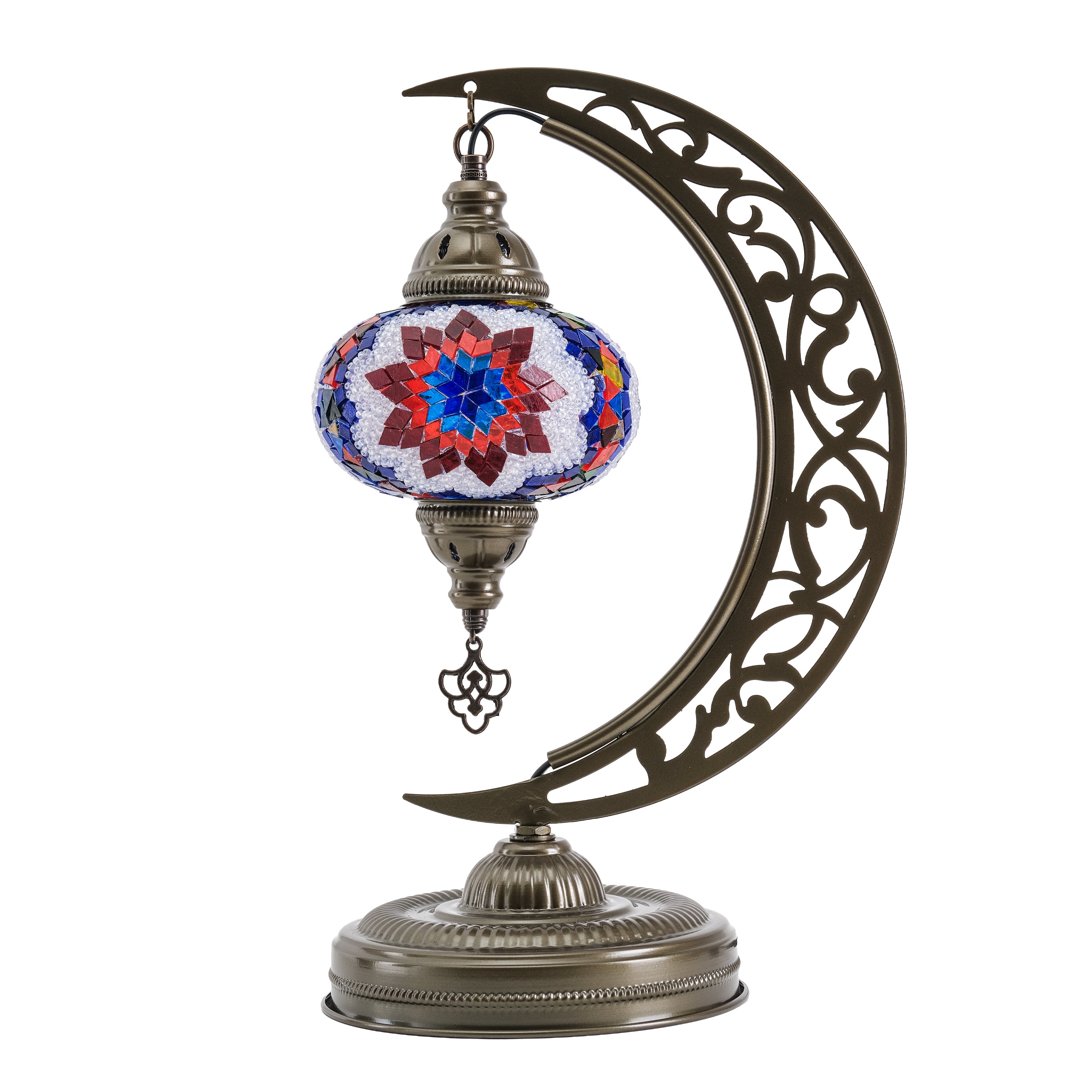 Turkish Mosaic Crescent Table Lamp (Multicolor)