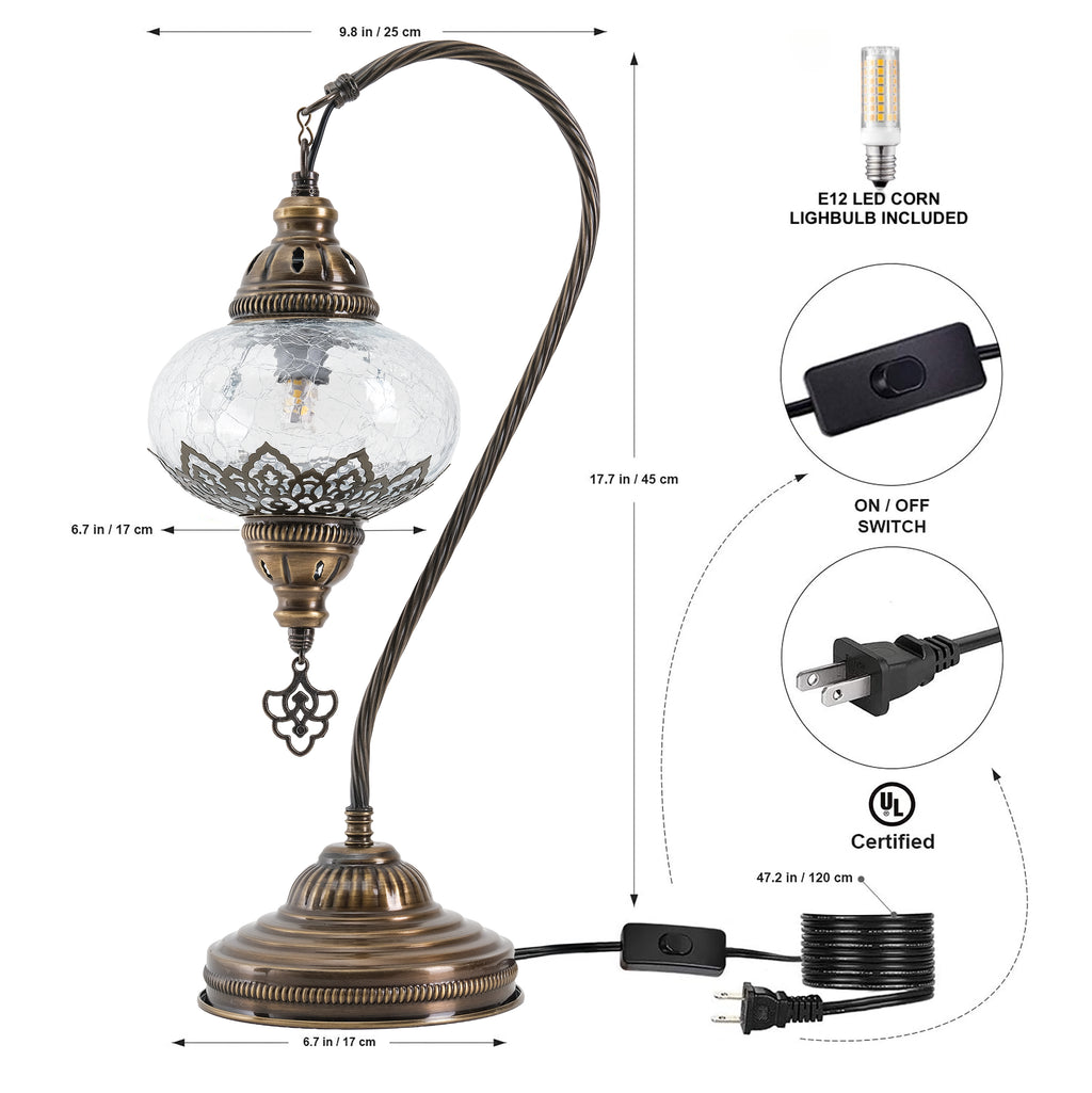 Mozaist Handmade Turkish Swan Table Lamp