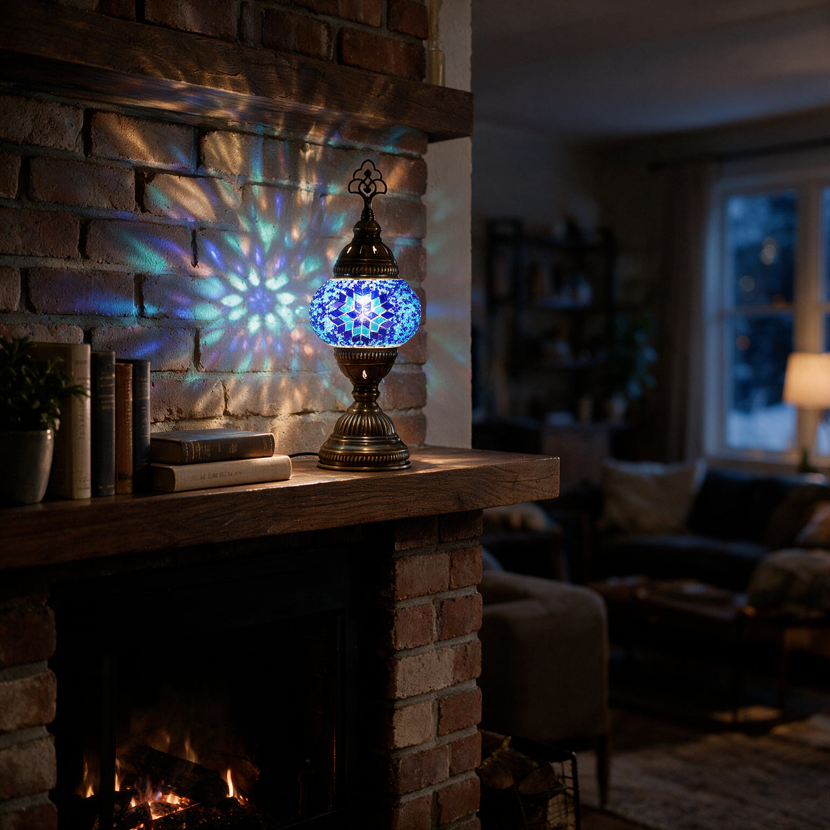 Turkish Mosaic Table Lamp, Handmade Glass Bedside Lamp, 4 color options,