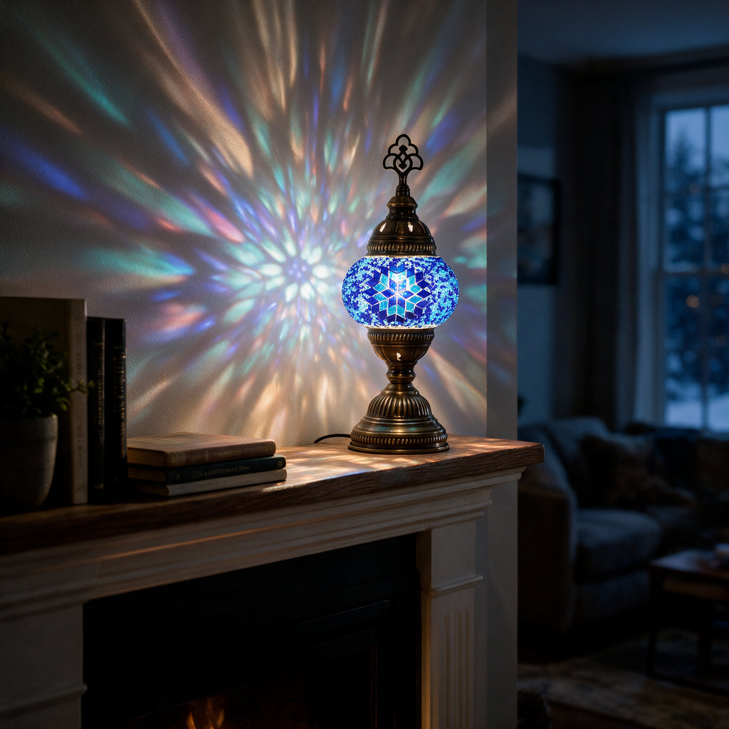 Turkish Mosaic Table Lamp, Handmade Glass Bedside Lamp, 4 color options,