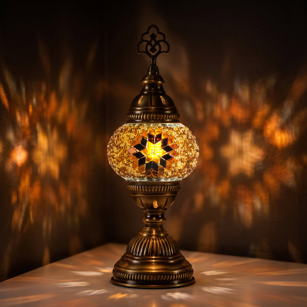 Turkish Mosaic Table Lamp, Handmade Glass Bedside Lamp, 4 color options,