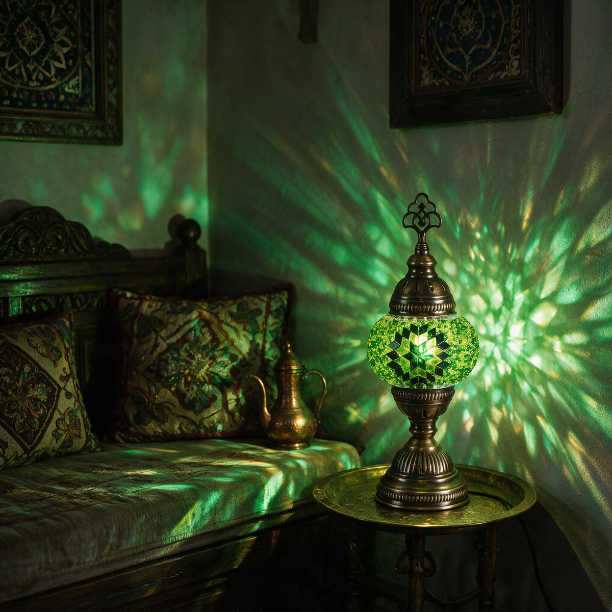 Turkish Mosaic Table Lamp, Handmade Glass Bedside Lamp, 4 color options,