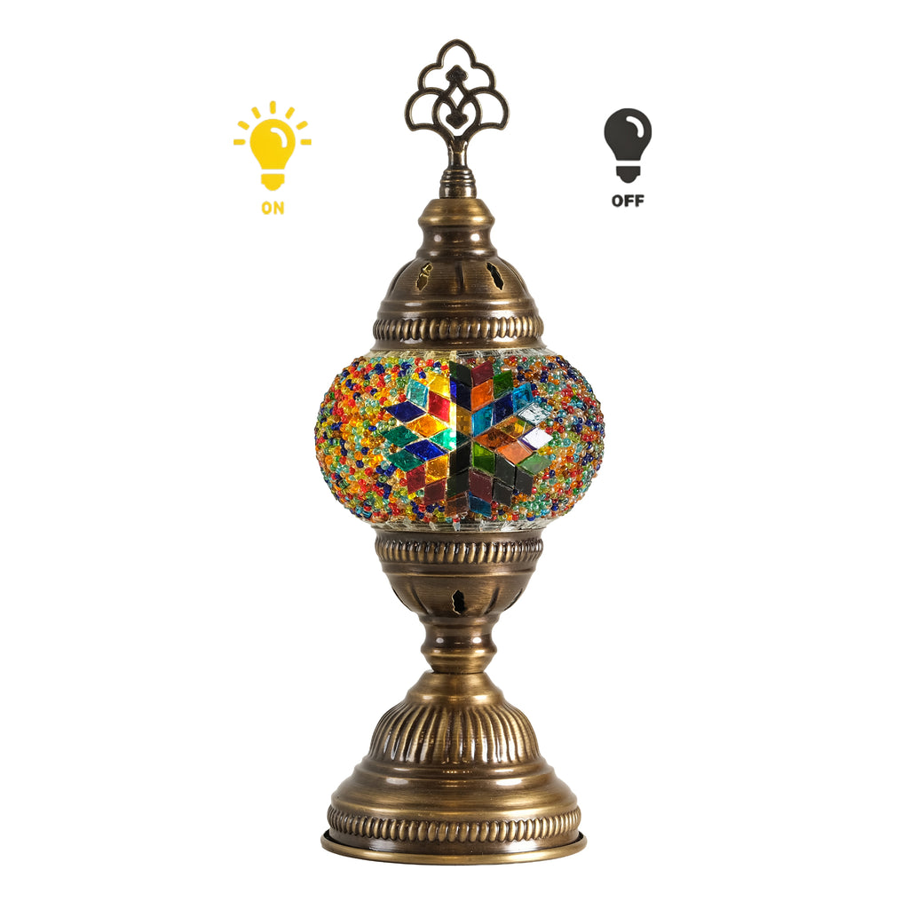 Turkish Mosaic Table Lamp, Handmade Glass Bedside Lamp, 4 color options,