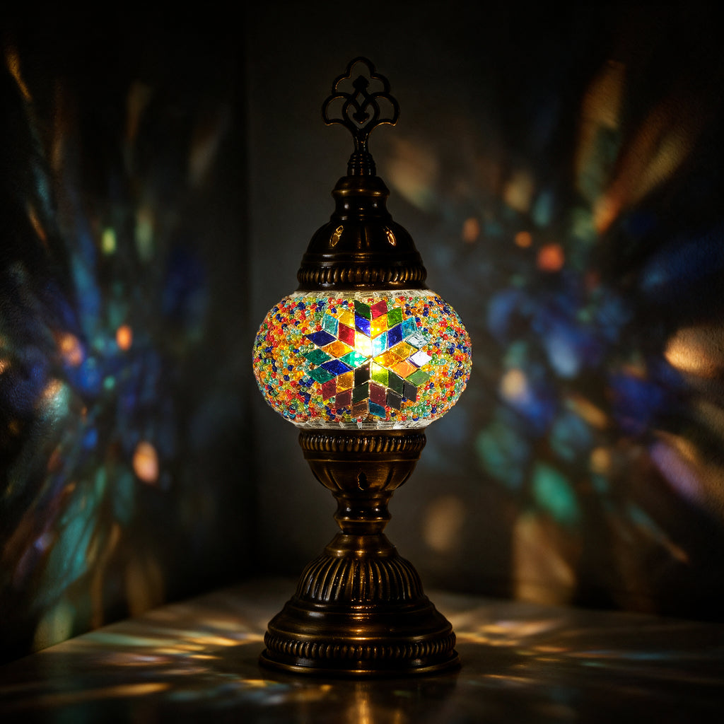 Turkish Mosaic Table Lamp, Handmade Glass Bedside Lamp, 4 color options,