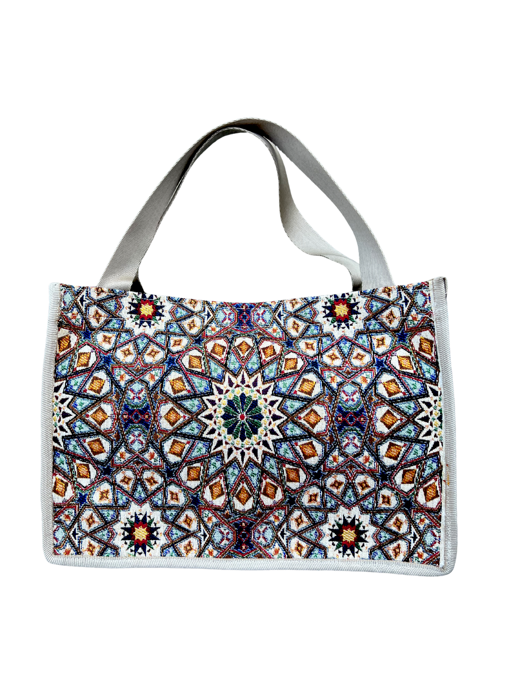 Woven Tapestry Tote Bag | Assorted Designs | 13" Cotton Everyday Shopping Bag | Hook & Loop Closure