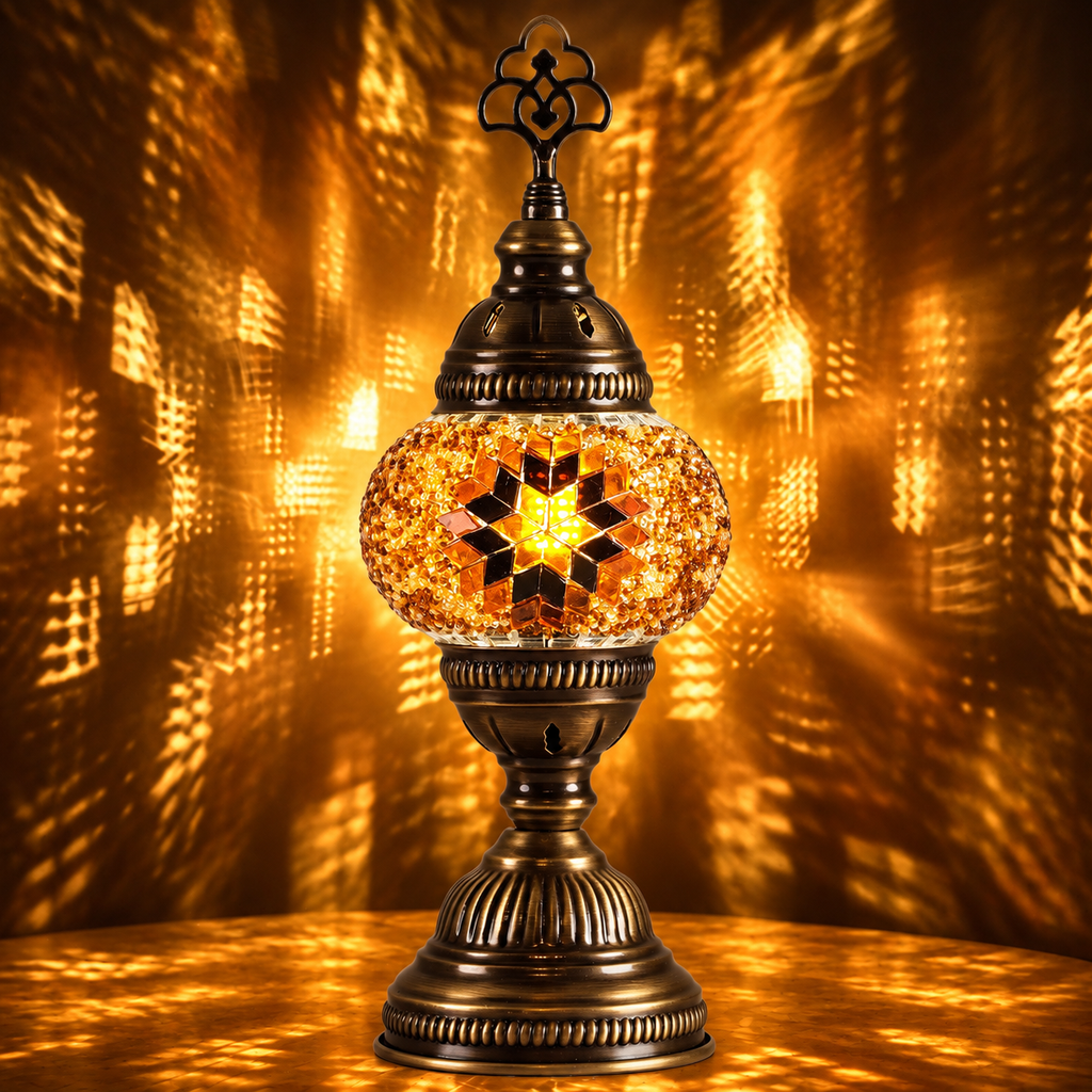 Turkish Mosaic Table Lamp, Handmade Glass Bedside Lamp, 4 color options,