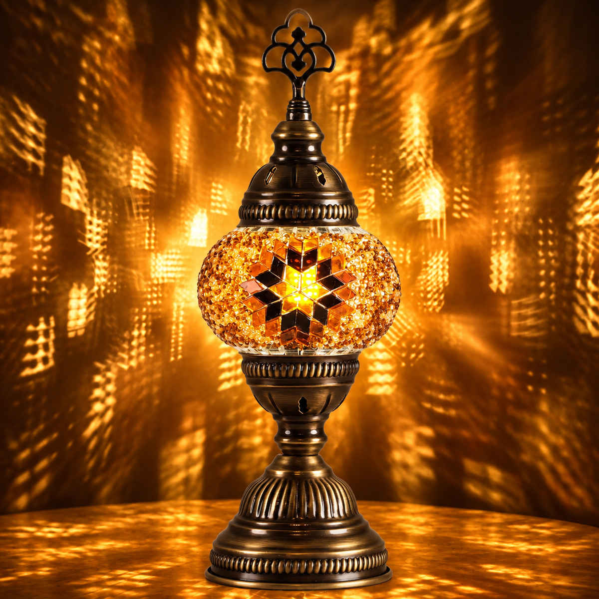 Turkish Mosaic Table Lamp, Handmade Glass Bedside Lamp, 4 color options,