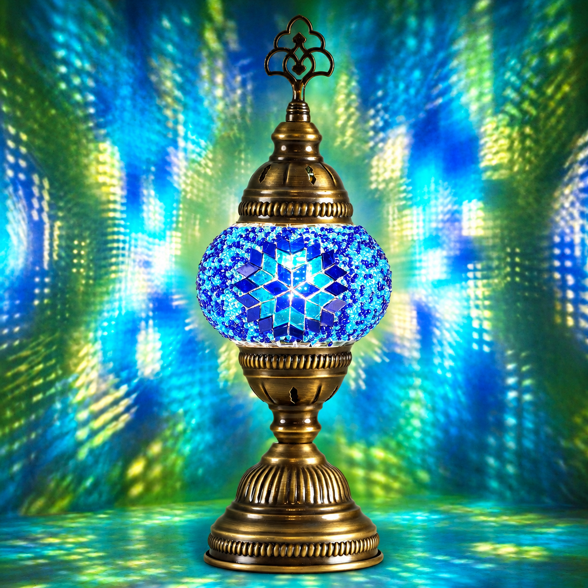 Turkish Mosaic Table Lamp, Handmade Glass Bedside Lamp, 4 color options,