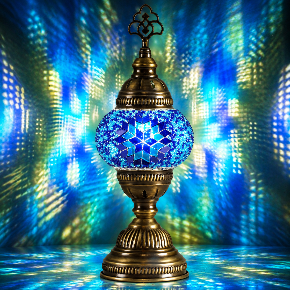 Turkish Mosaic Table Lamp, Handmade Glass Bedside Lamp, 4 color options,