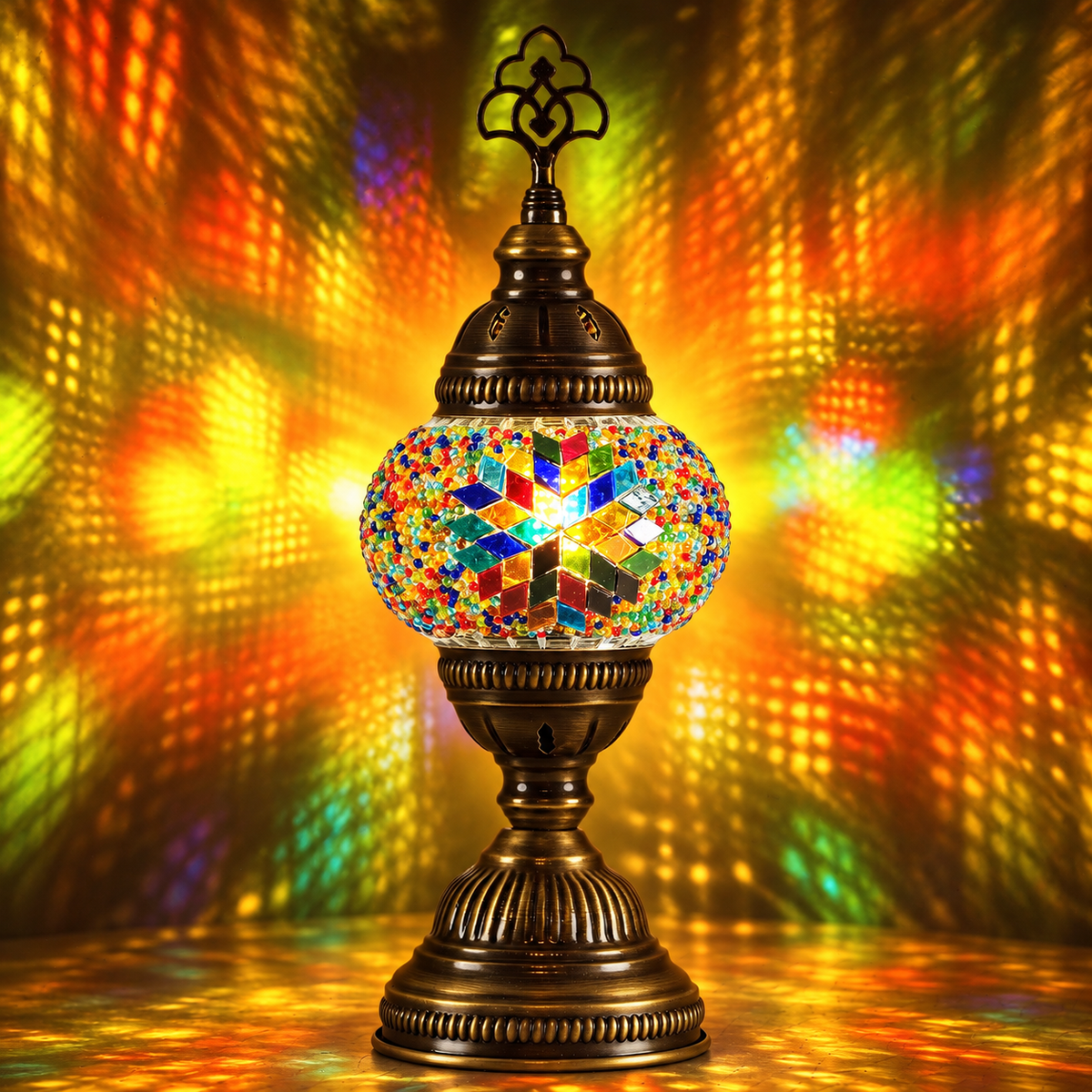 Turkish Mosaic Table Lamp, Handmade Glass Bedside Lamp, 4 color options,