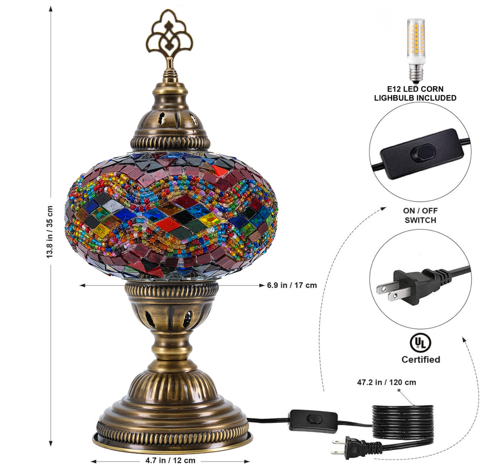 Mozaist Turkish Mosaic Table Lamp Rainbow