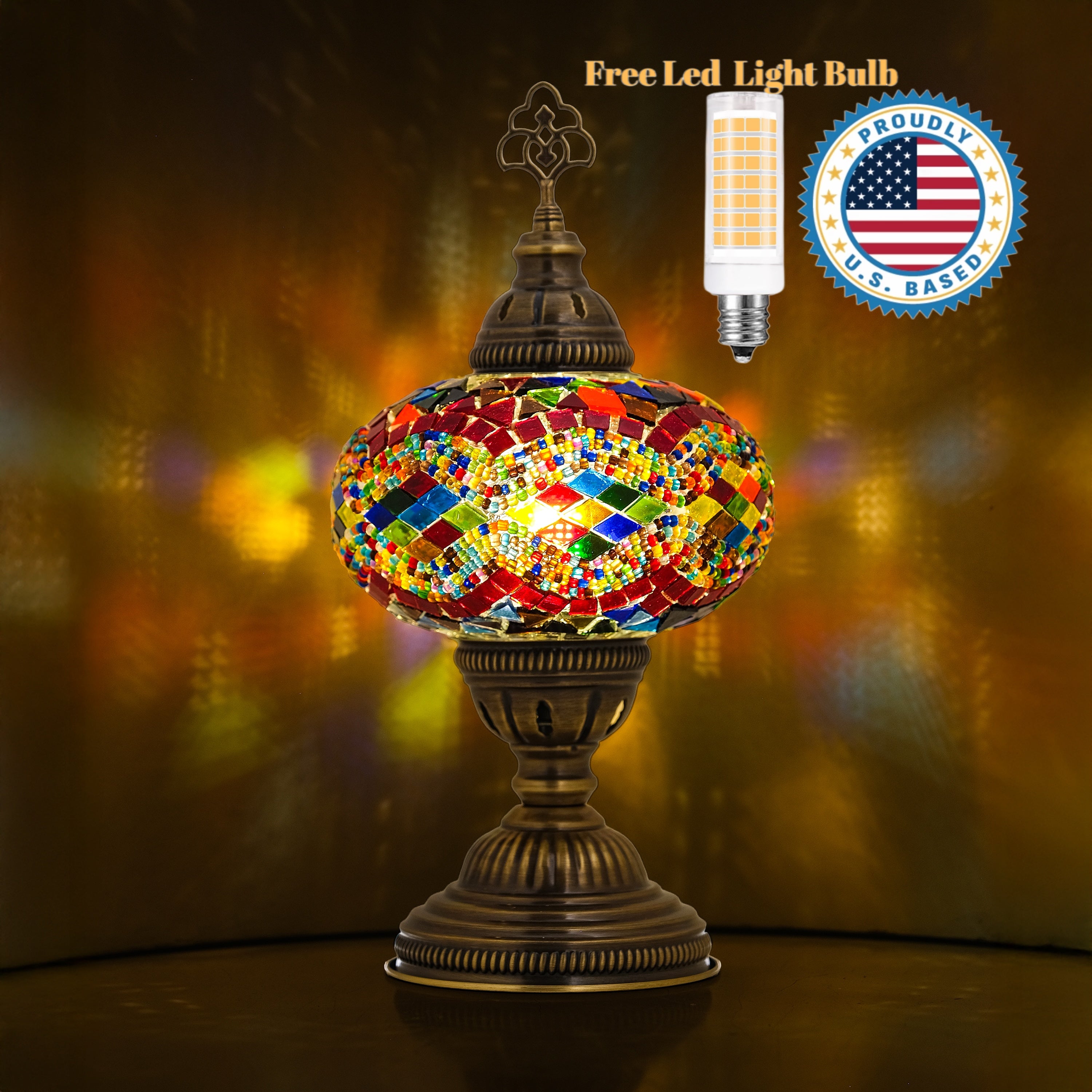 Mozaist Turkish Mosaic Table Lamp Rainbow