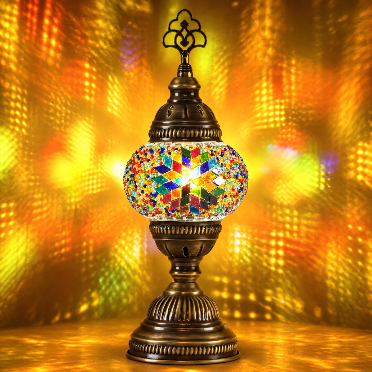 Turkish Mosaic Table Lamp, Handmade Glass Bedside Lamp, 4 color options,