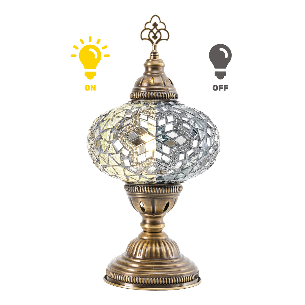 Mozaist Turkish Mosaic Table Lamp White with Black Cement