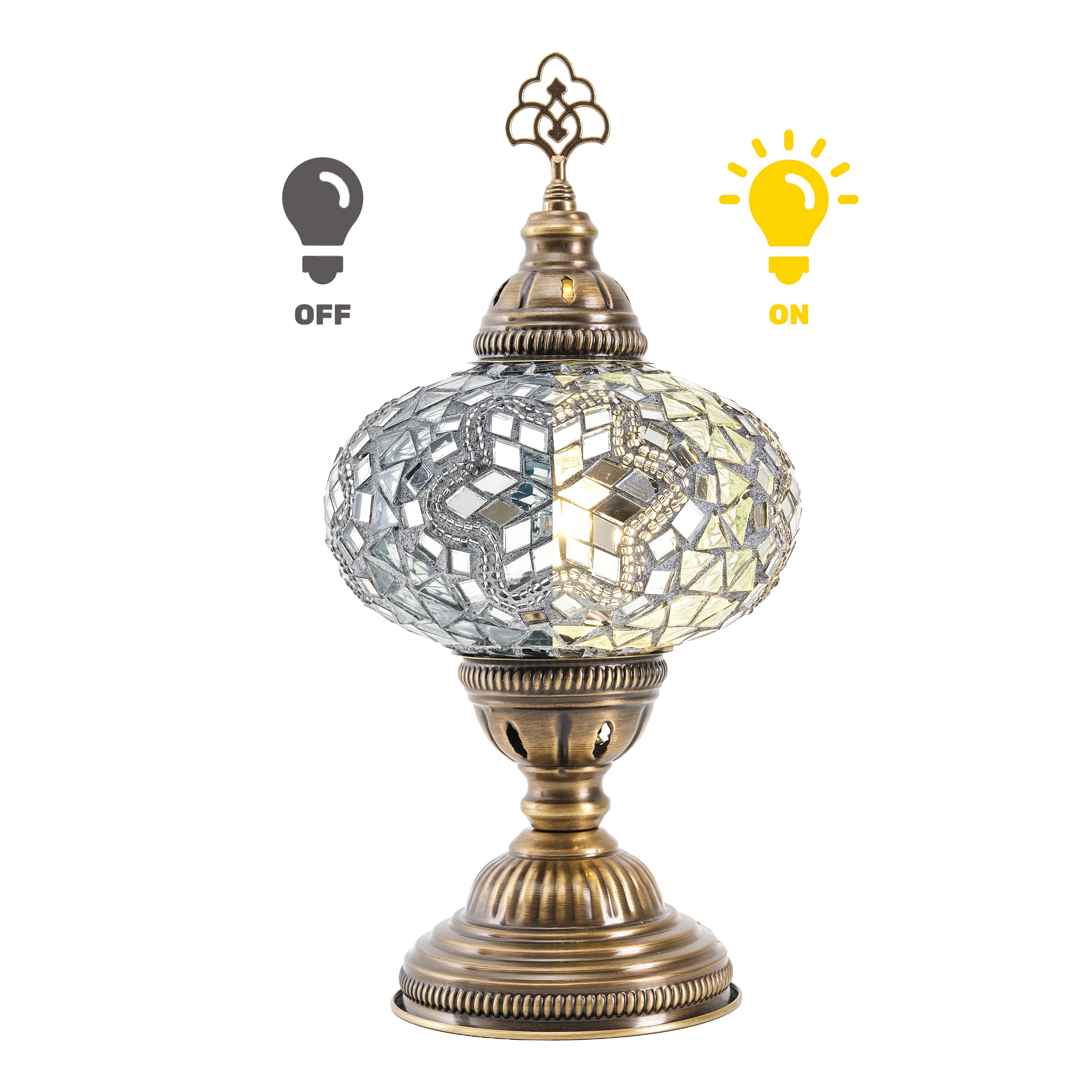 Mozaist Turkish Mosaic Table Lamp White with Black Cement