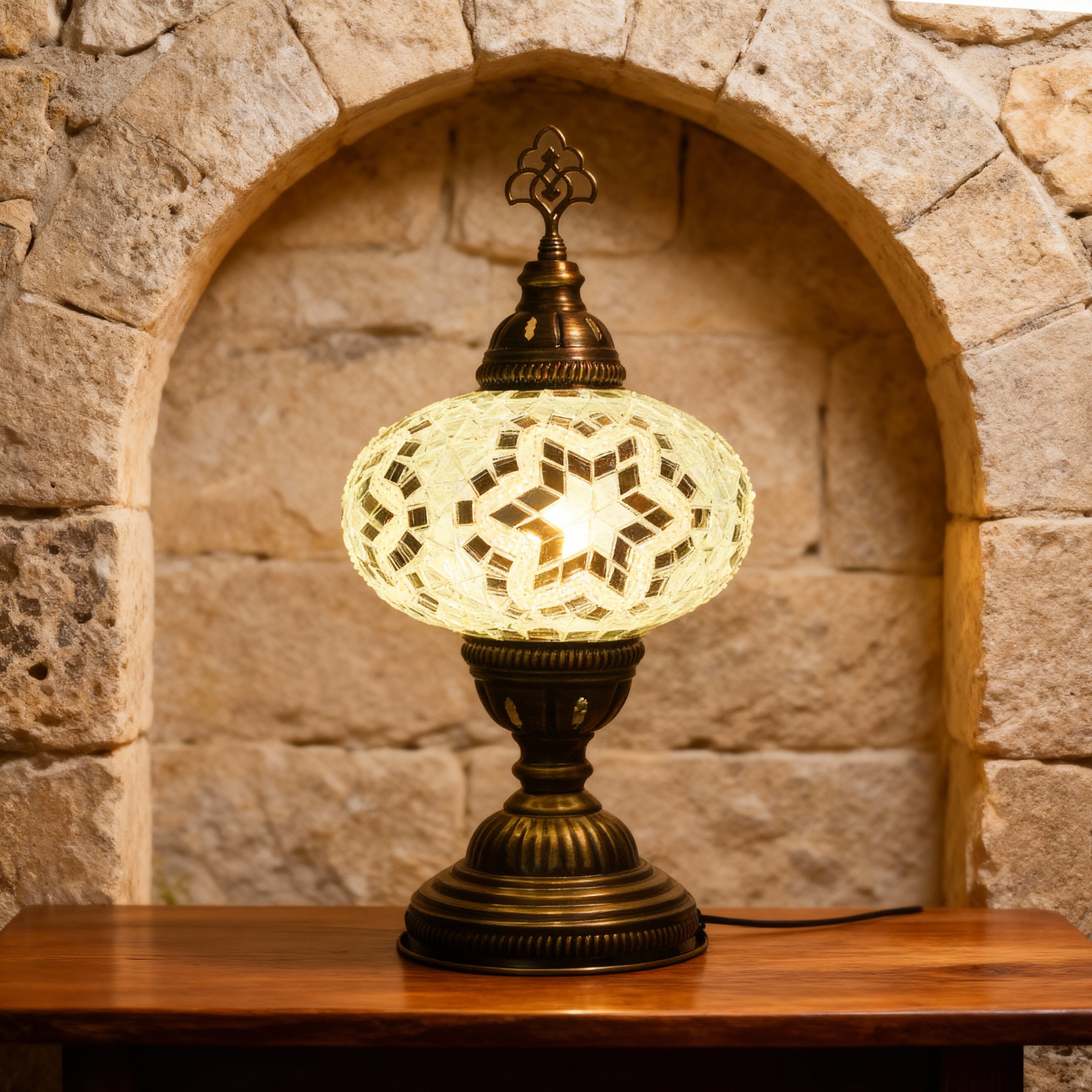 Mozaist Turkish Mosaic Table Lamp White