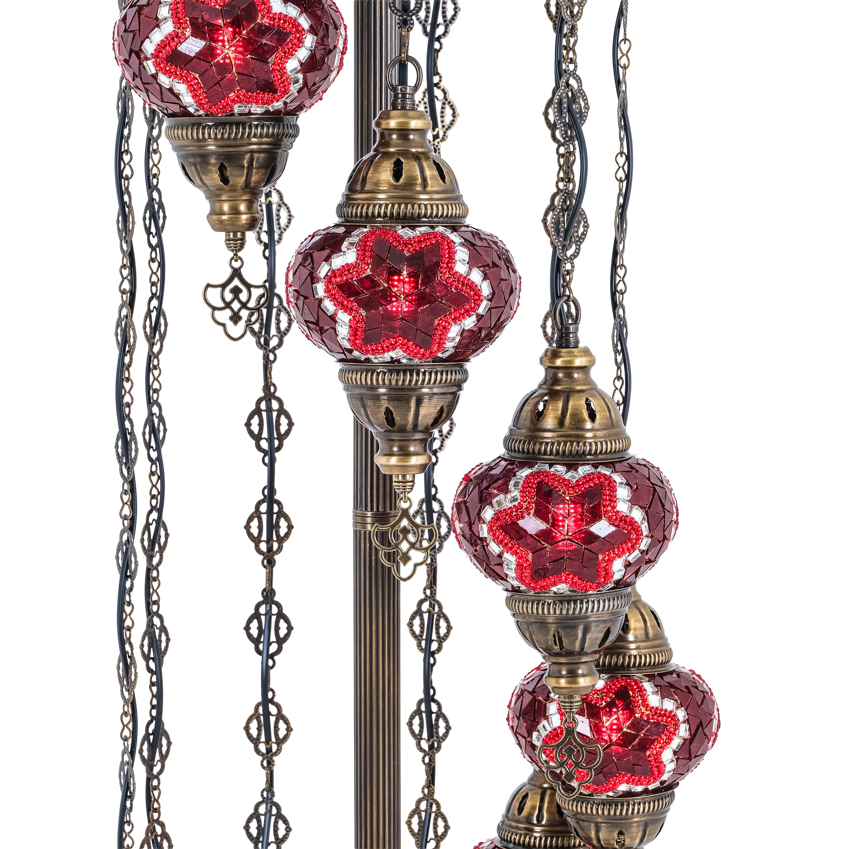 7-Globe Turkish Mosaic Floor Lamp (Red)