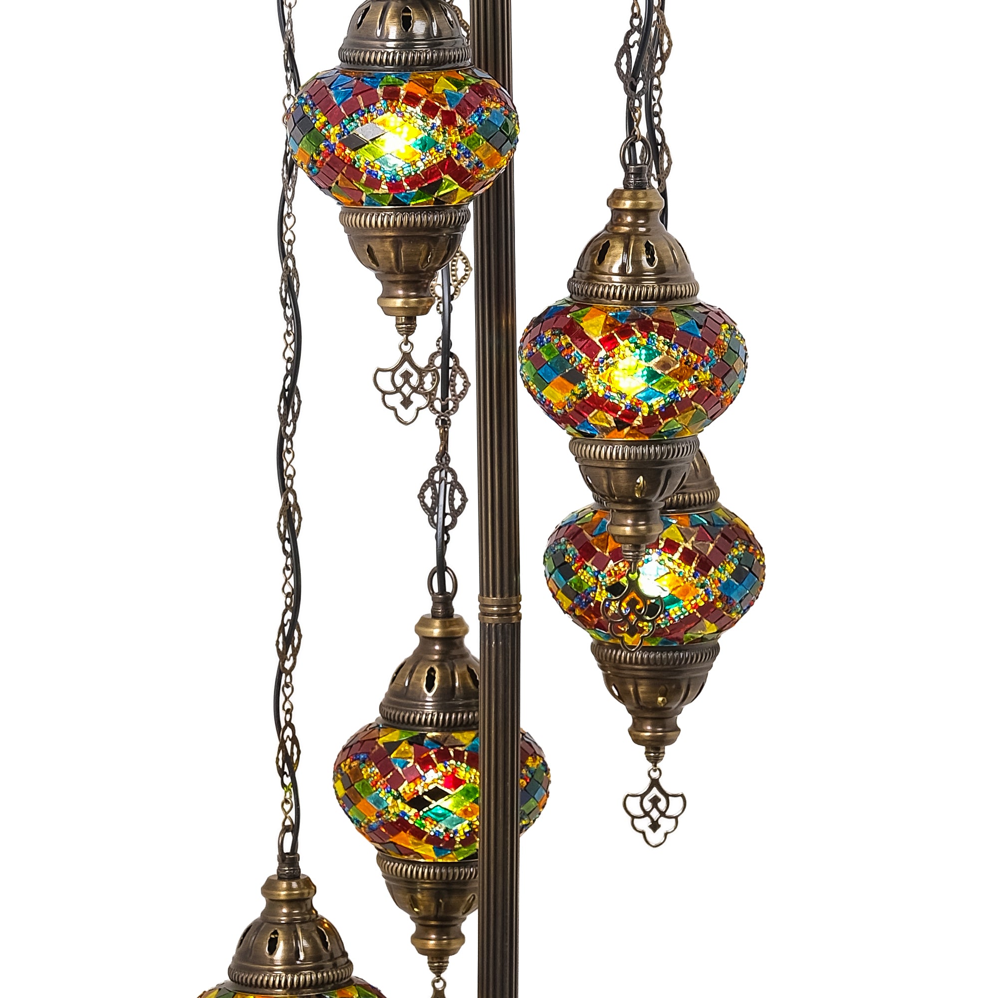 5-Globe Turkish Mosaic Floor Lamp (Rainbow)