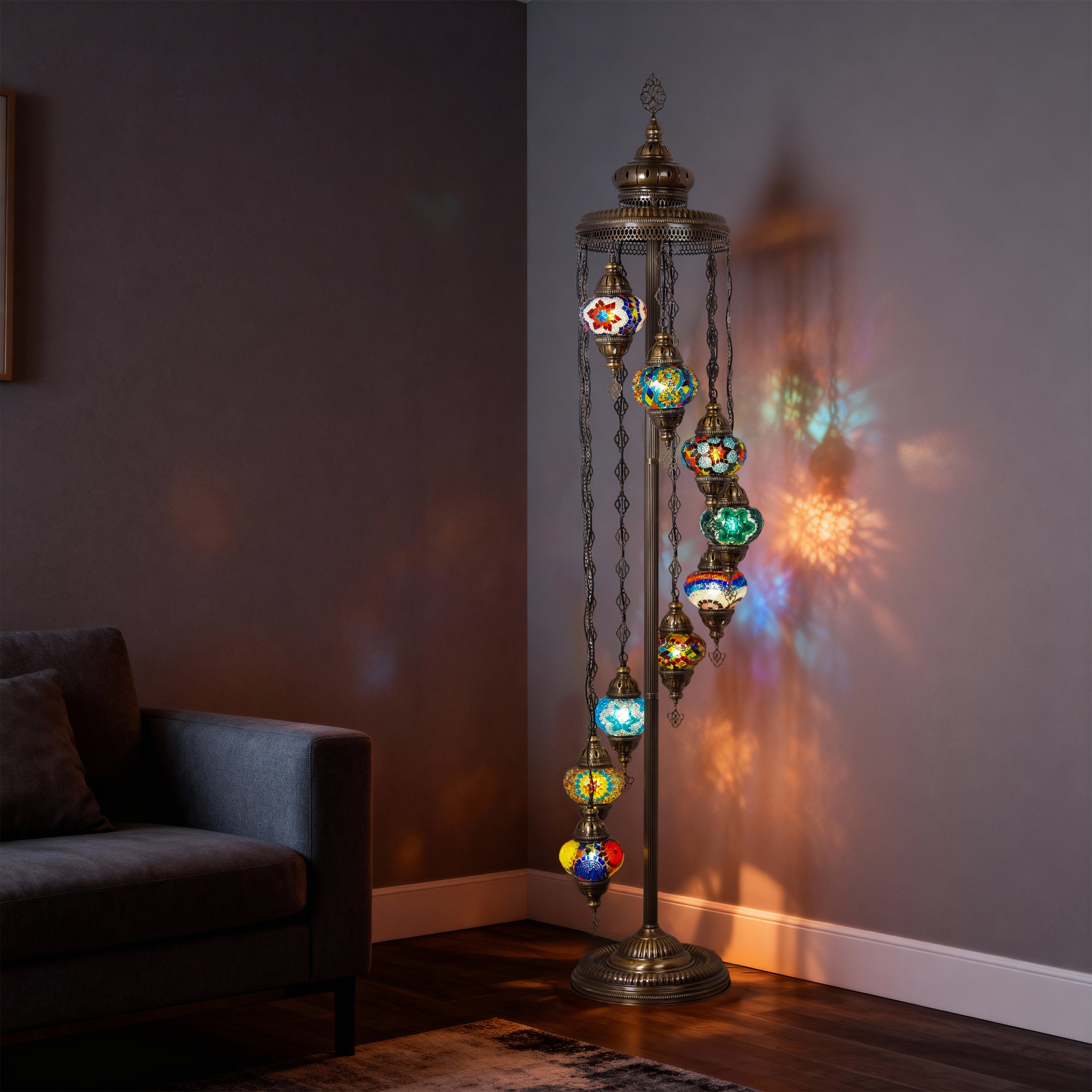 9- Globe Turkish Mosaic Floor Lamp (Multicolor)