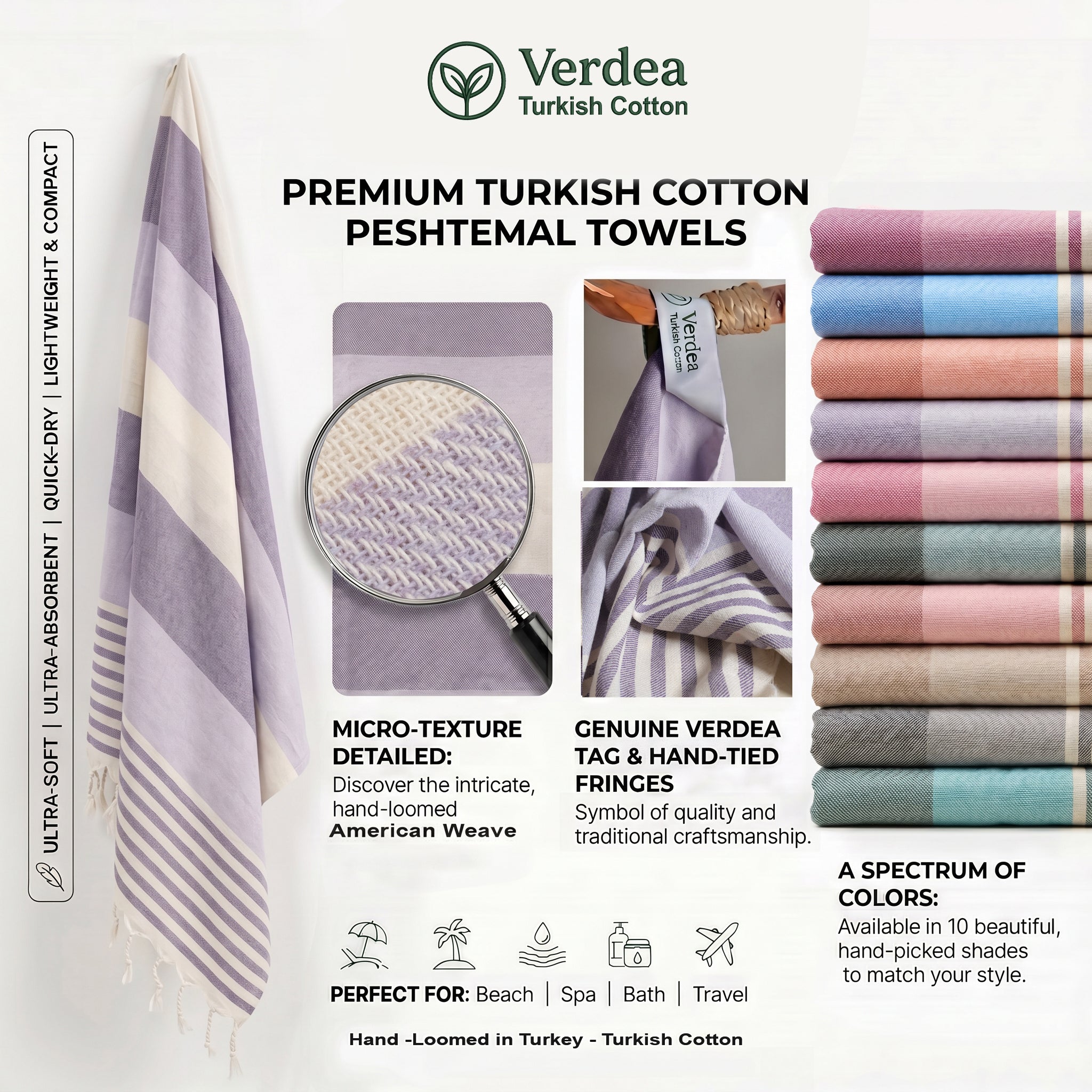 Purple Premium Turkish Cotton Peshtemal – Lightweight Spa & Beach Towel, Soft, Absorbent & Quick Dry (APS-01)