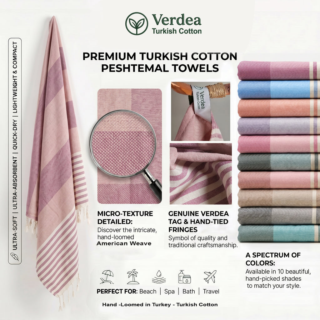 Pink Purple Premium Turkish Cotton Peshtemal – Lightweight Spa & Beach Towel, Soft, Absorbent & Quick Dry (APS-01)