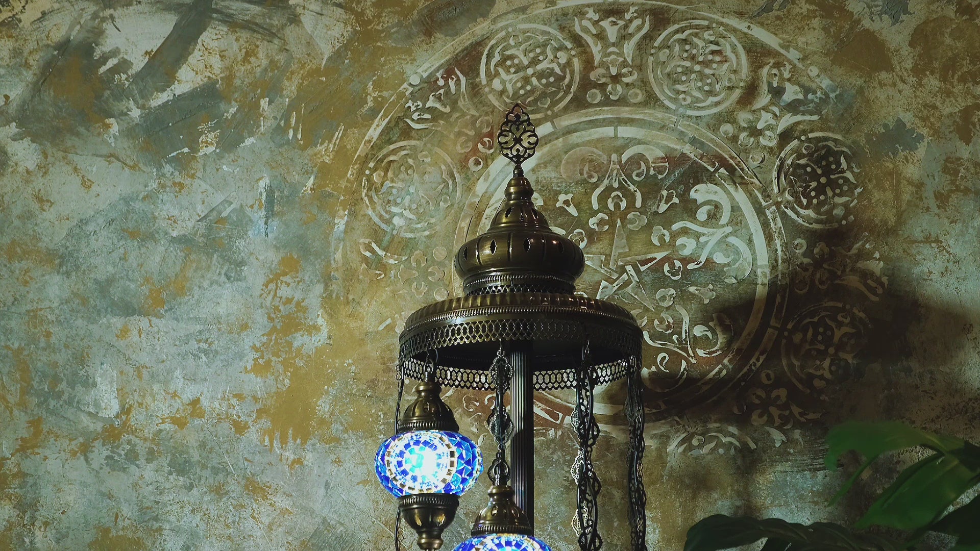 9-Globe Turkish Mosaic Floor Lamp (Blue)