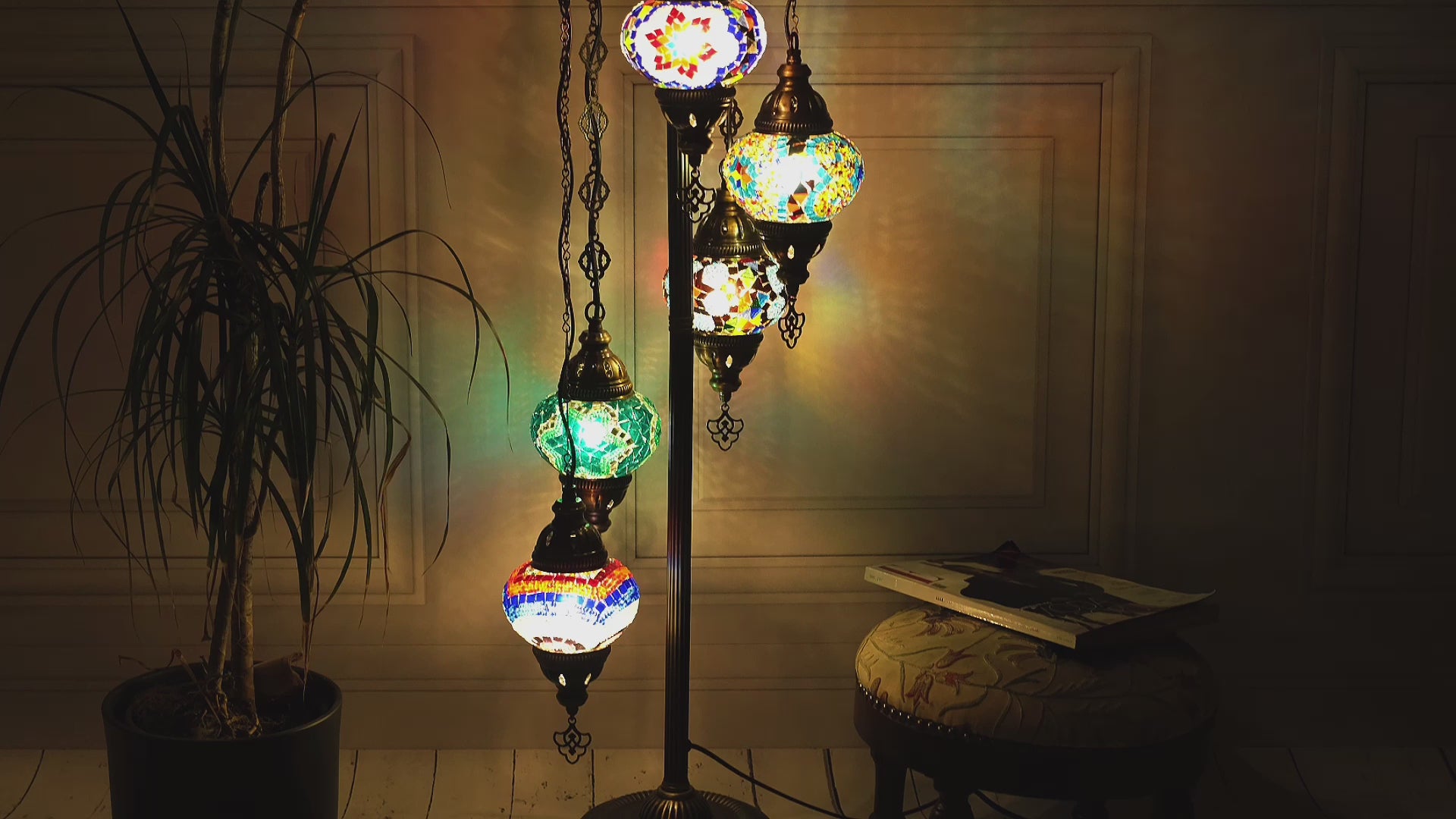 5-Globe Turkish Mosaic Floor Lamp (Multicolor)