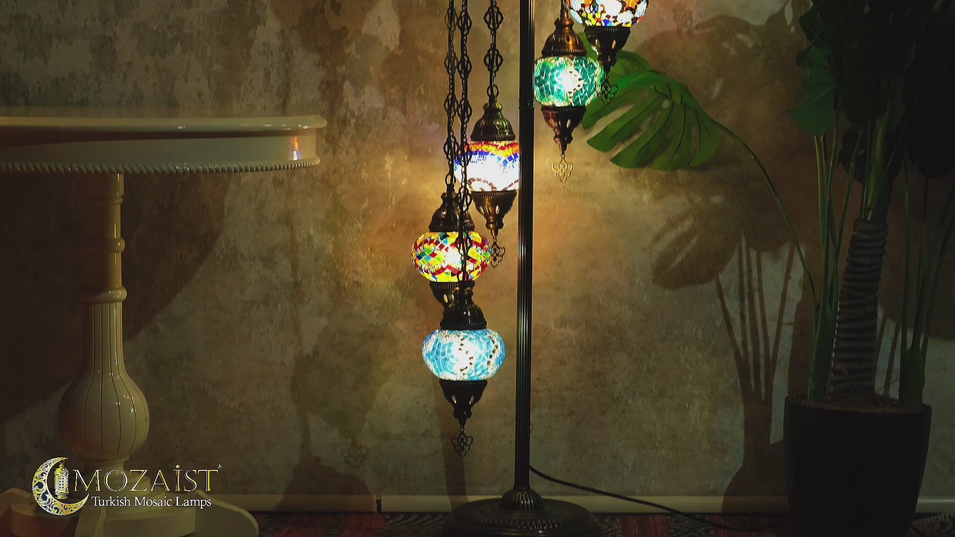 7-Globe Turkish Mosaic Floor Lamp (Multicolor)