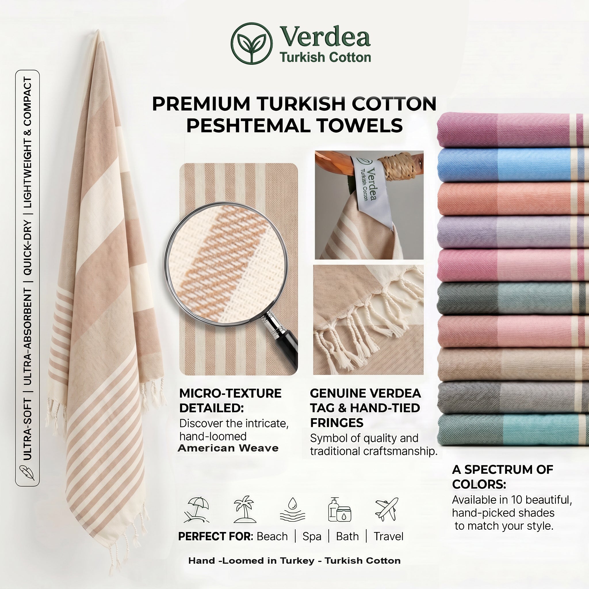 Earthy Brown Premium Turkish Cotton Peshtemal – Lightweight Spa & Beach Towel, Soft, Absorbent & Quick Dry (APS-01)