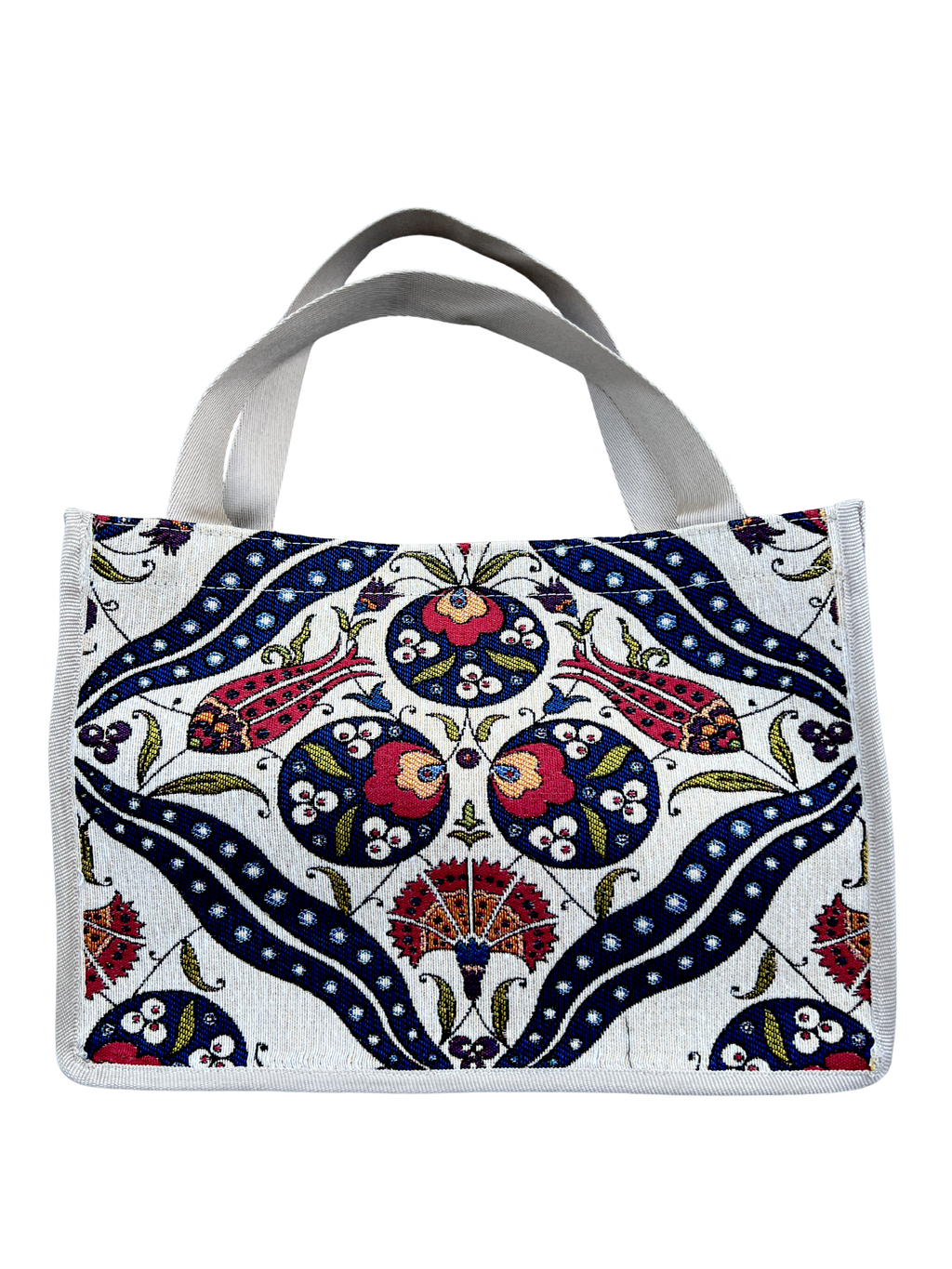 Woven Tapestry Tote Bag | Assorted Designs | 13" Cotton Everyday Shopping Bag | Hook & Loop Closure