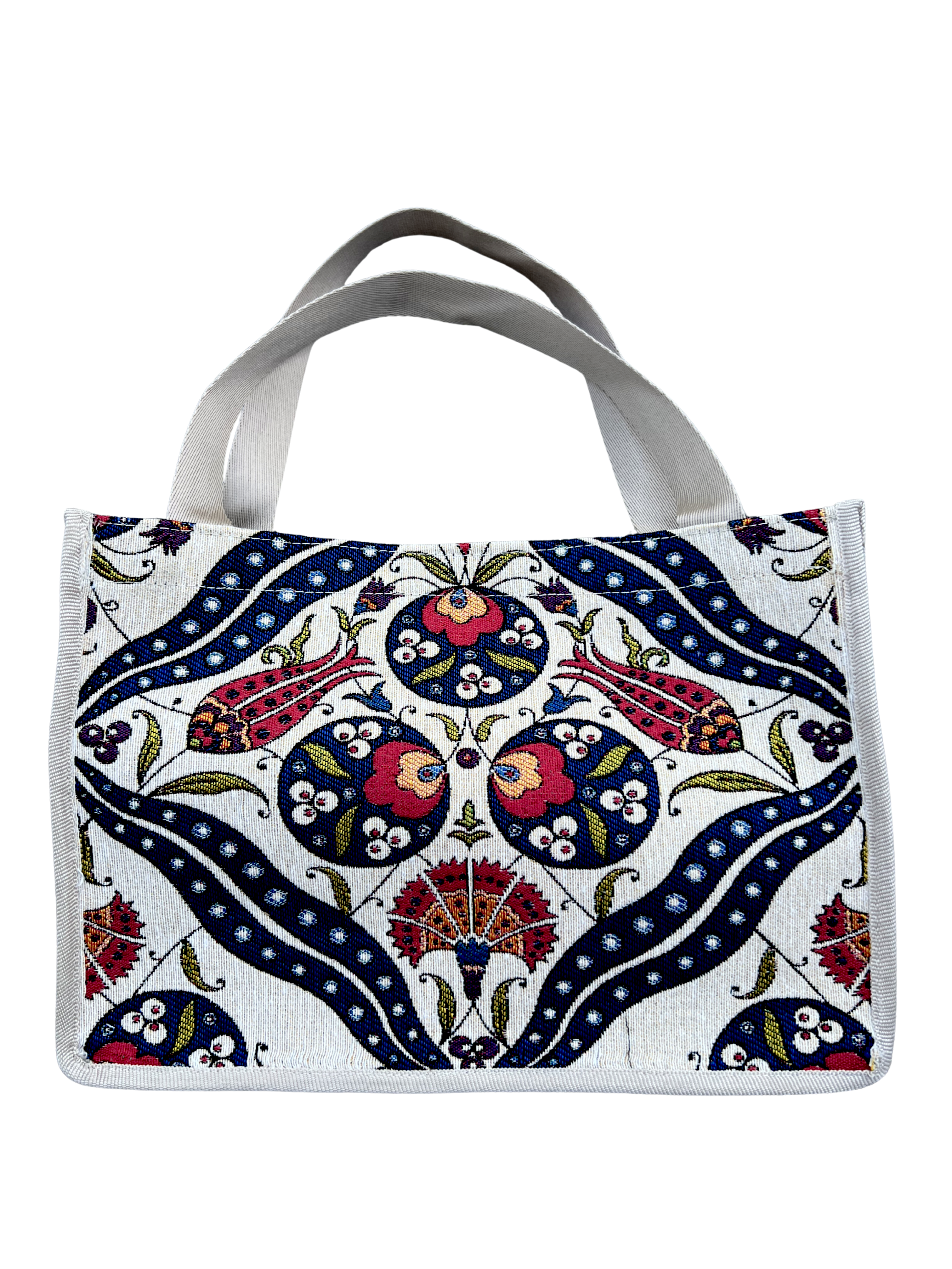 Woven Tapestry Tote Bag | Assorted Designs | 13" Cotton Everyday Shopping Bag | Hook & Loop Closure