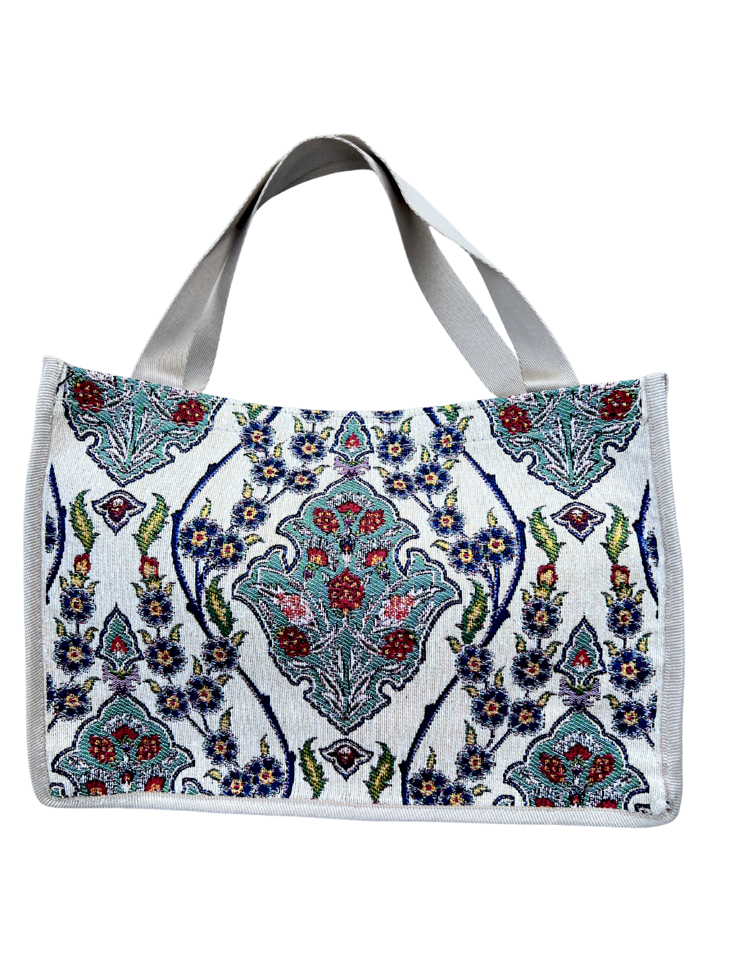 Woven Tapestry Tote Bag | Assorted Designs | 13" Cotton Everyday Shopping Bag | Hook & Loop Closure
