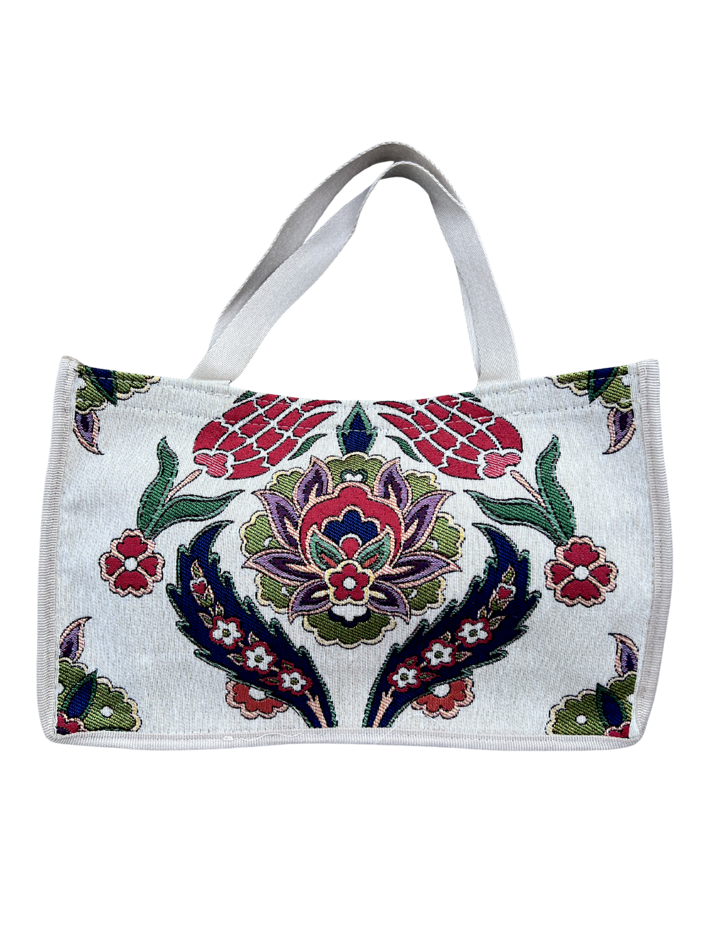 Woven Tapestry Tote Bag | Assorted Designs | 13" Cotton Everyday Shopping Bag | Hook & Loop Closure