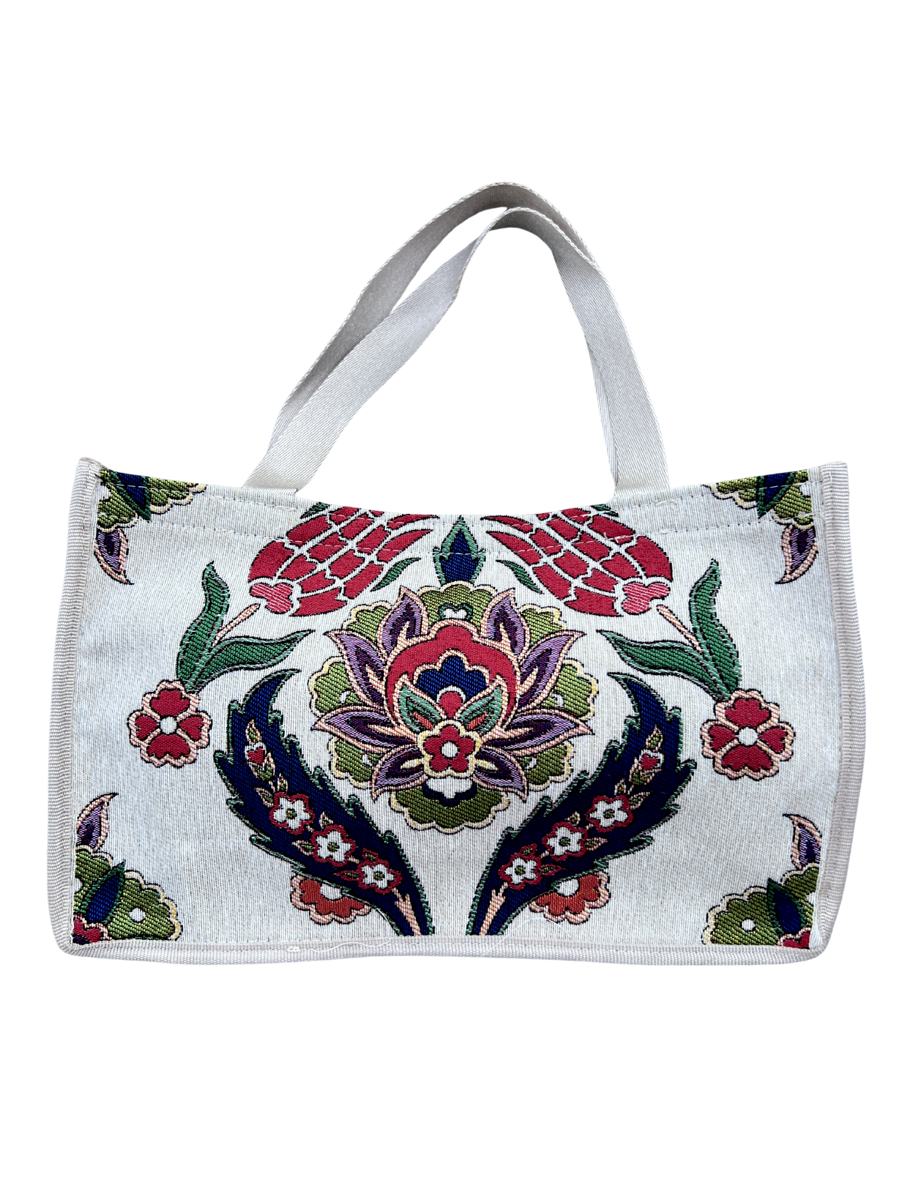 Woven Tapestry Tote Bag | Assorted Designs | 13" Cotton Everyday Shopping Bag | Hook & Loop Closure