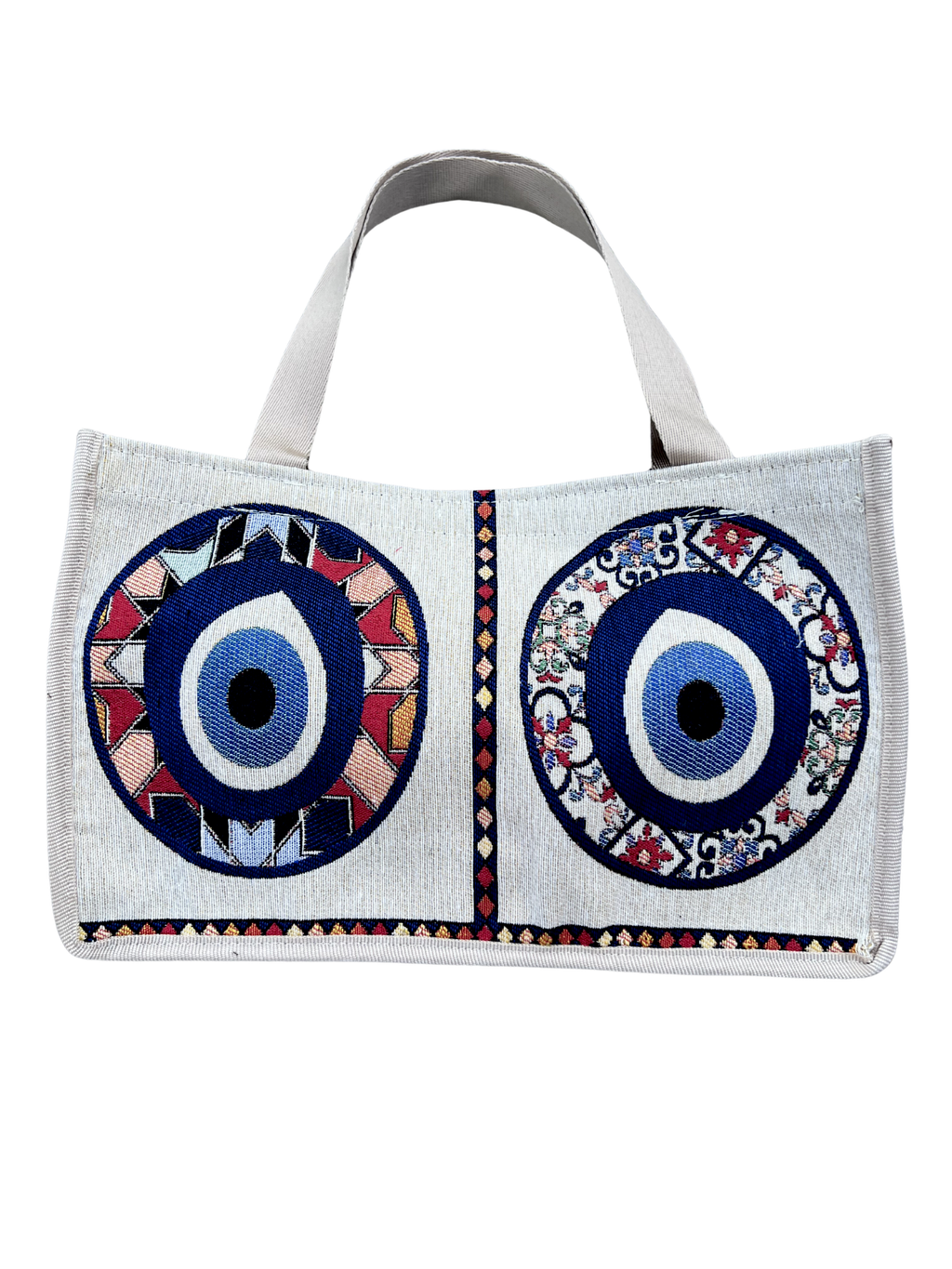Woven Tapestry Tote Bag | Assorted Designs | 13" Cotton Everyday Shopping Bag | Hook & Loop Closure