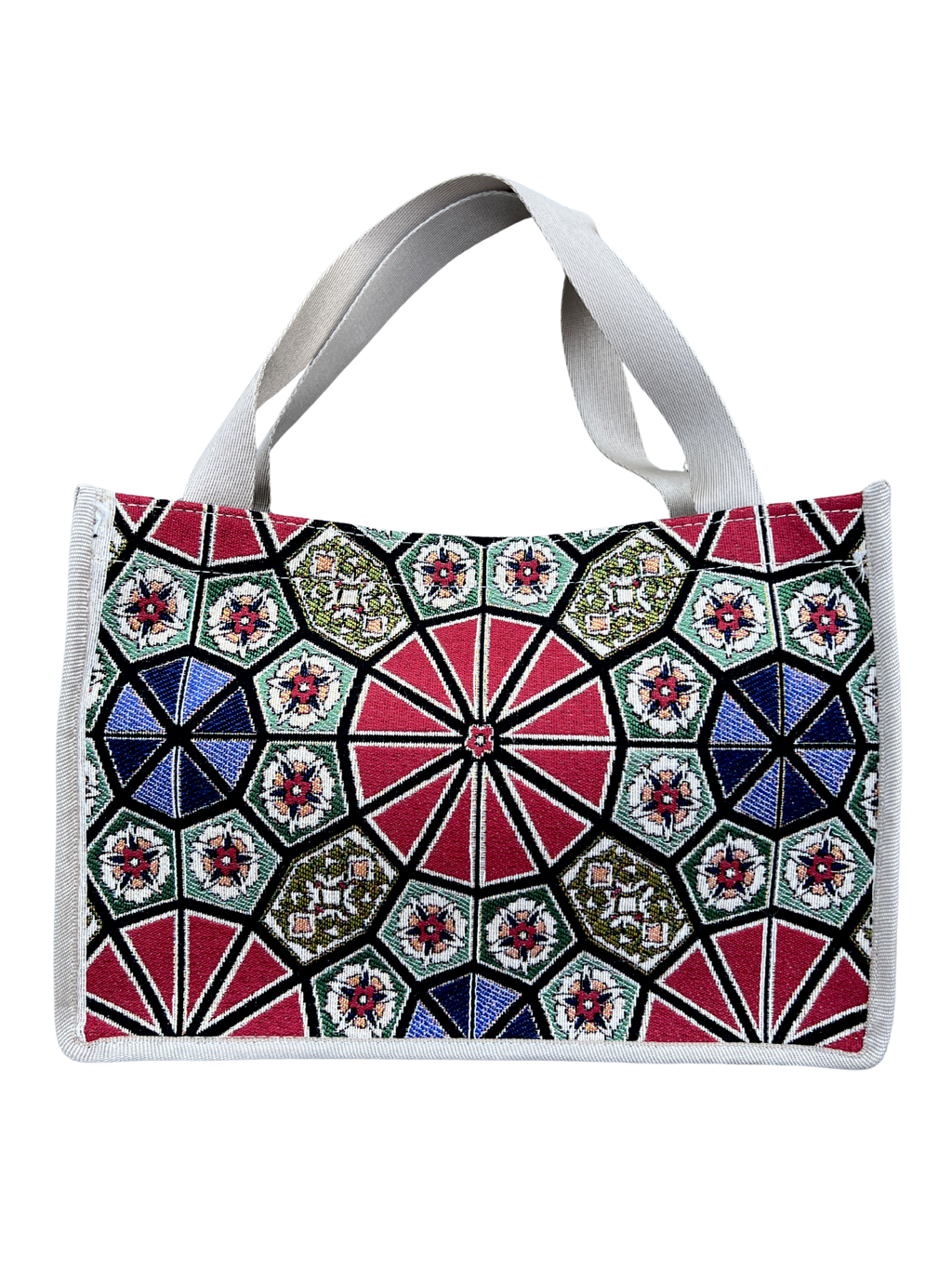 Woven Tapestry Tote Bag | Assorted Designs | 13" Cotton Everyday Shopping Bag | Hook & Loop Closure