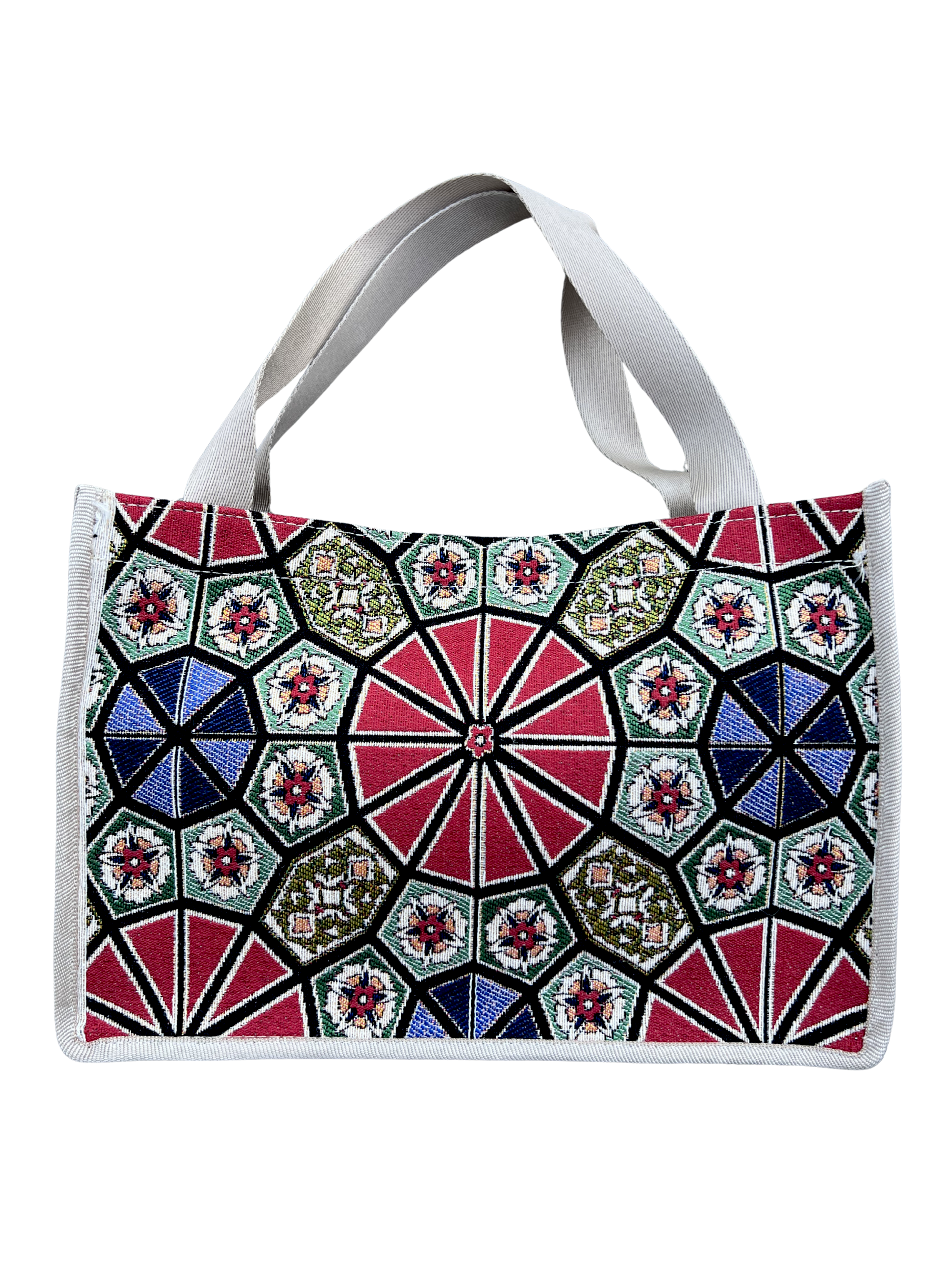 Woven Tapestry Tote Bag | Assorted Designs | 13" Cotton Everyday Shopping Bag | Hook & Loop Closure