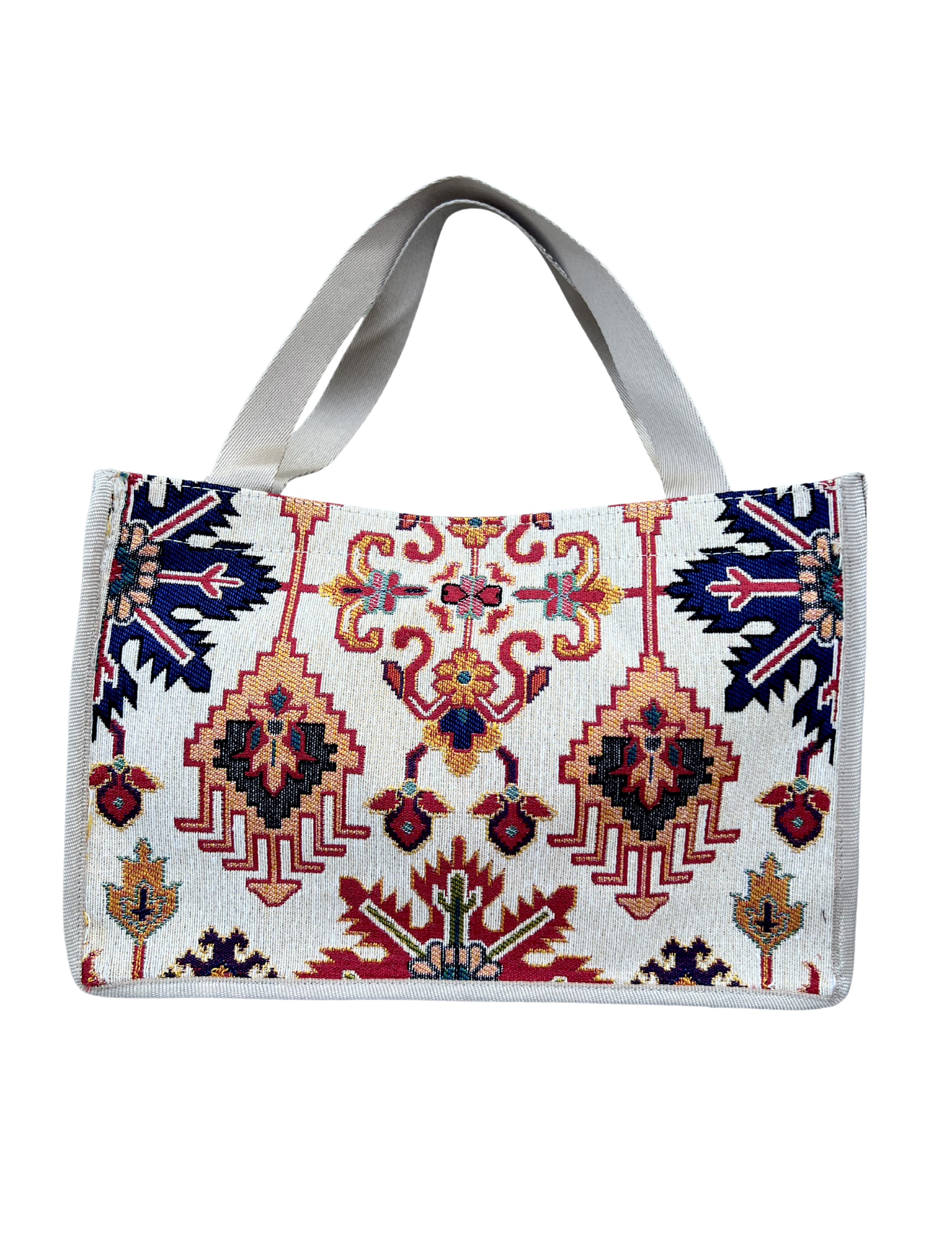 Woven Tapestry Tote Bag | Assorted Designs | 13" Cotton Everyday Shopping Bag | Hook & Loop Closure