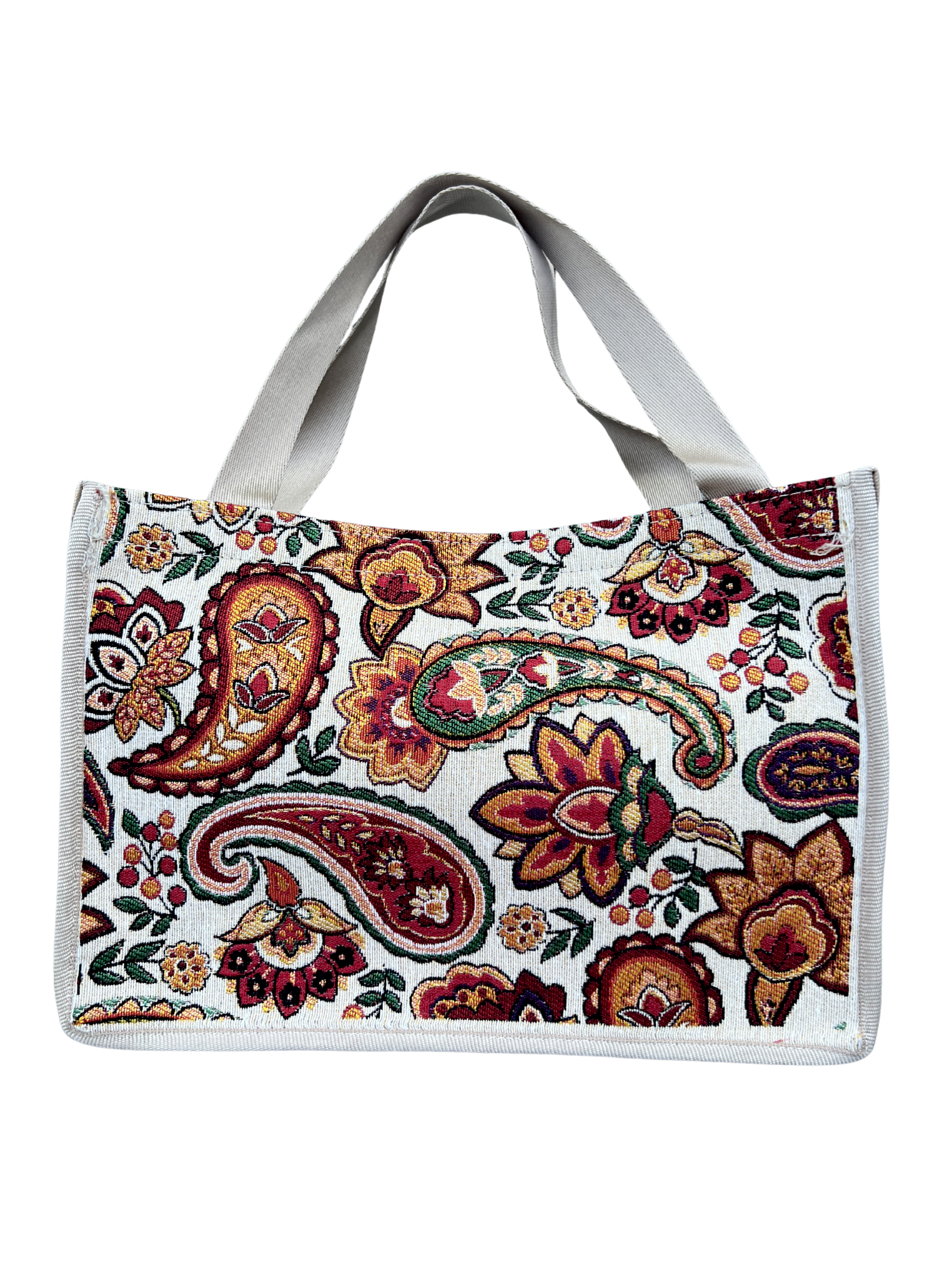 Woven Tapestry Tote Bag | Assorted Designs | 13" Cotton Everyday Shopping Bag | Hook & Loop Closure