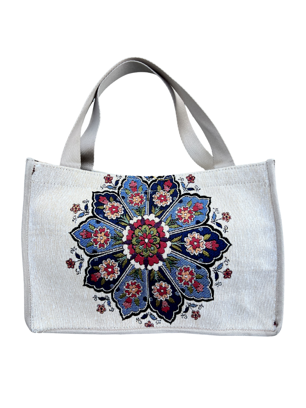 Woven Tapestry Tote Bag | Assorted Designs | 13" Cotton Everyday Shopping Bag | Hook & Loop Closure