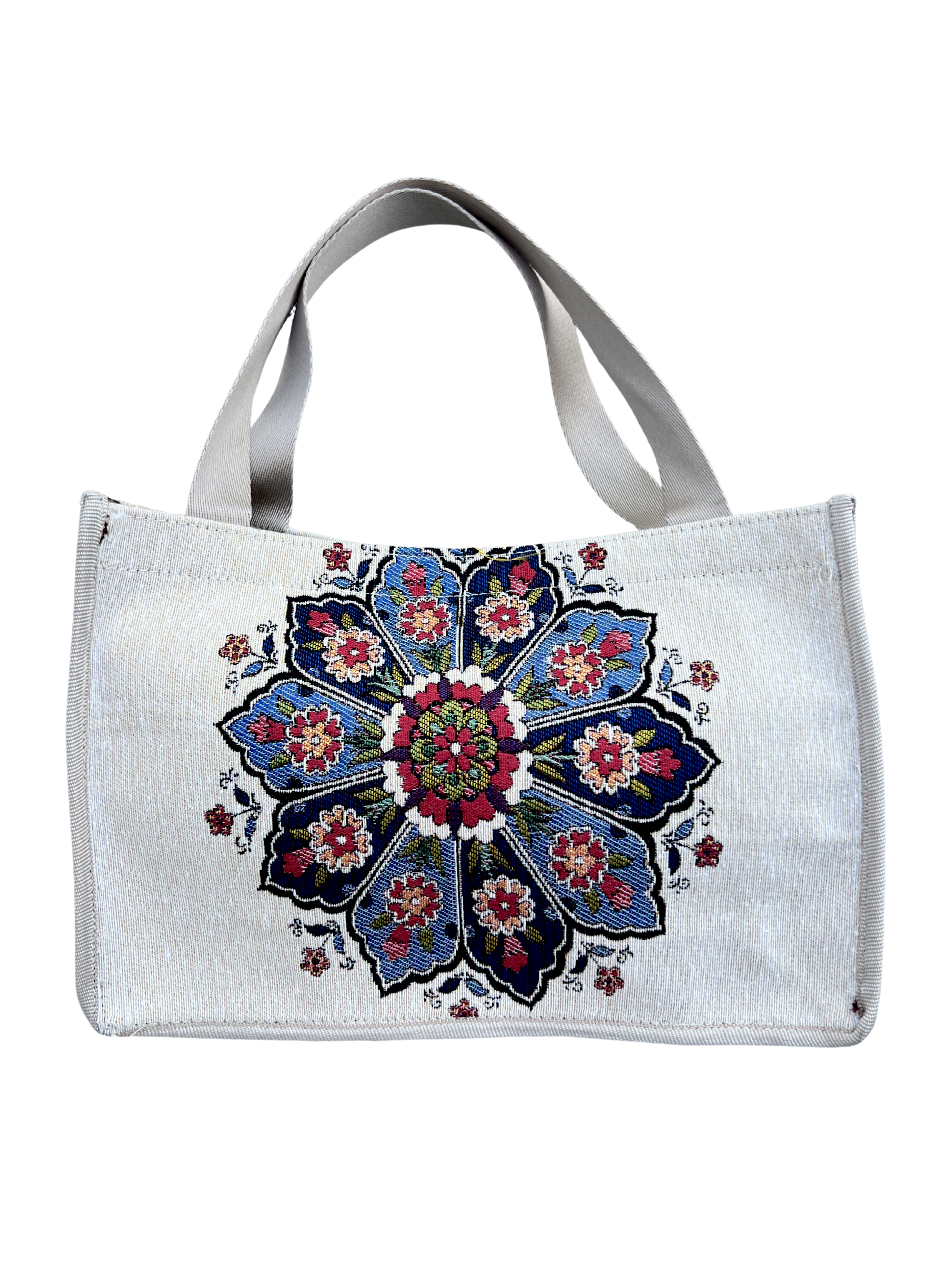 Woven Tapestry Tote Bag | Assorted Designs | 13" Cotton Everyday Shopping Bag | Hook & Loop Closure